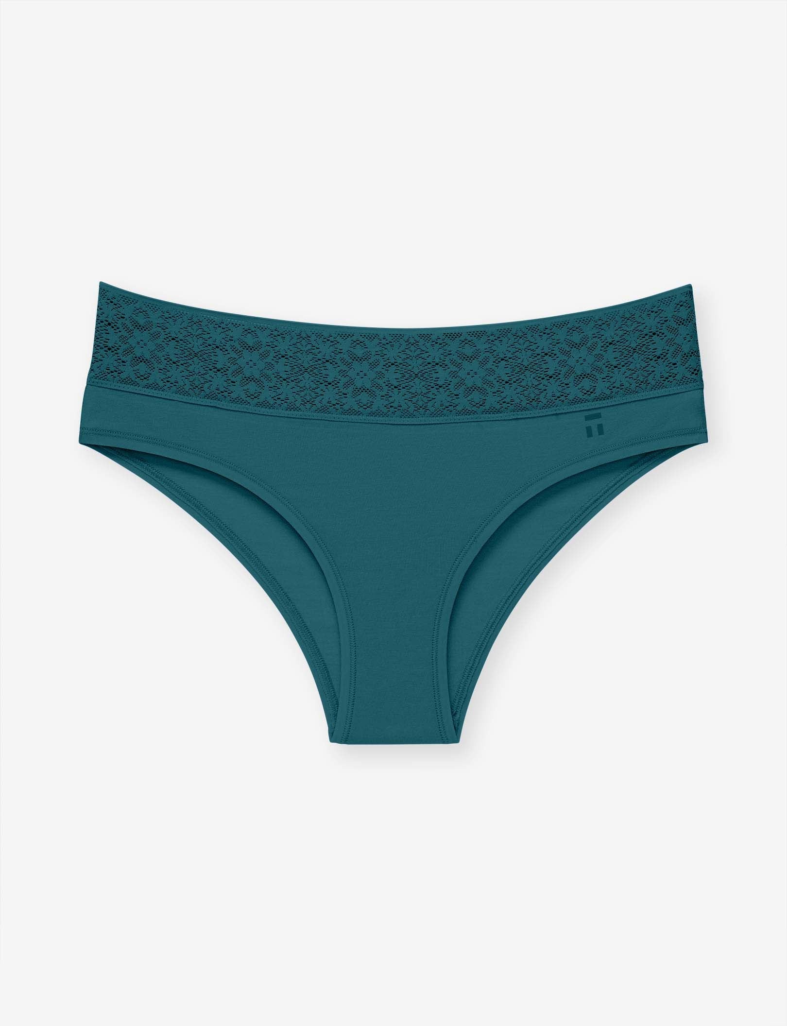 Women's Cool Cotton Cheeky, Lace Waist::Mediterranea Lace Waist