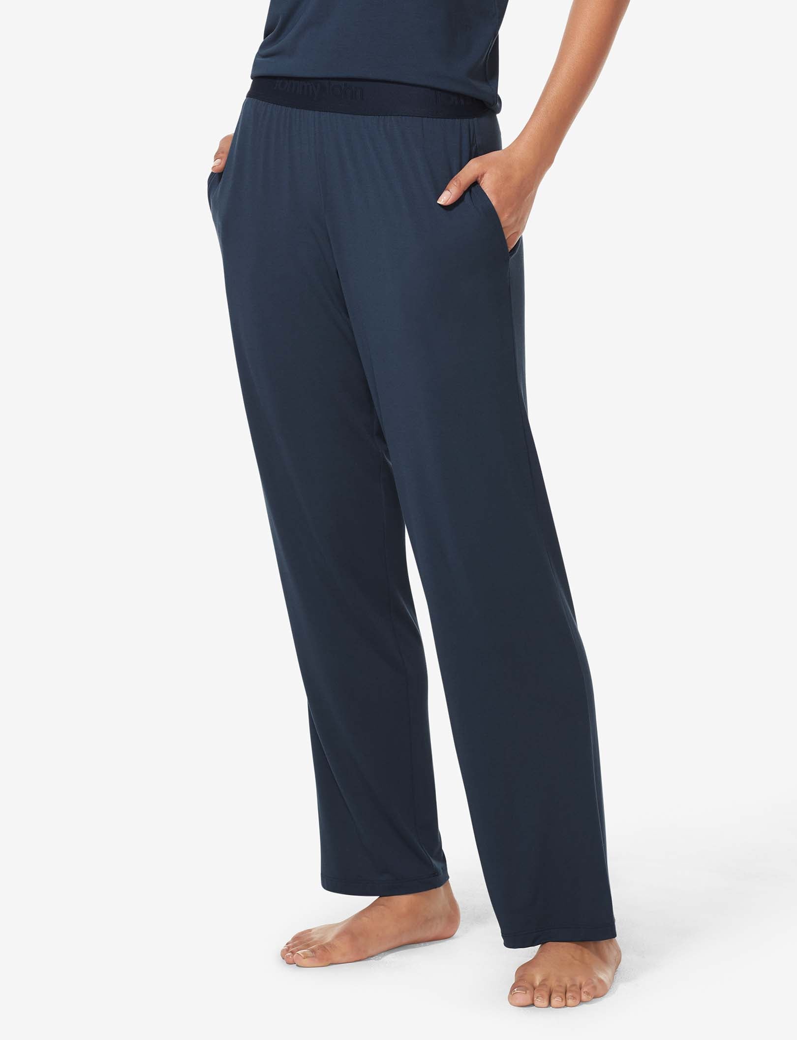 Women's Second Skin Sleep Tee & Pant Basic Set::Dress Blues