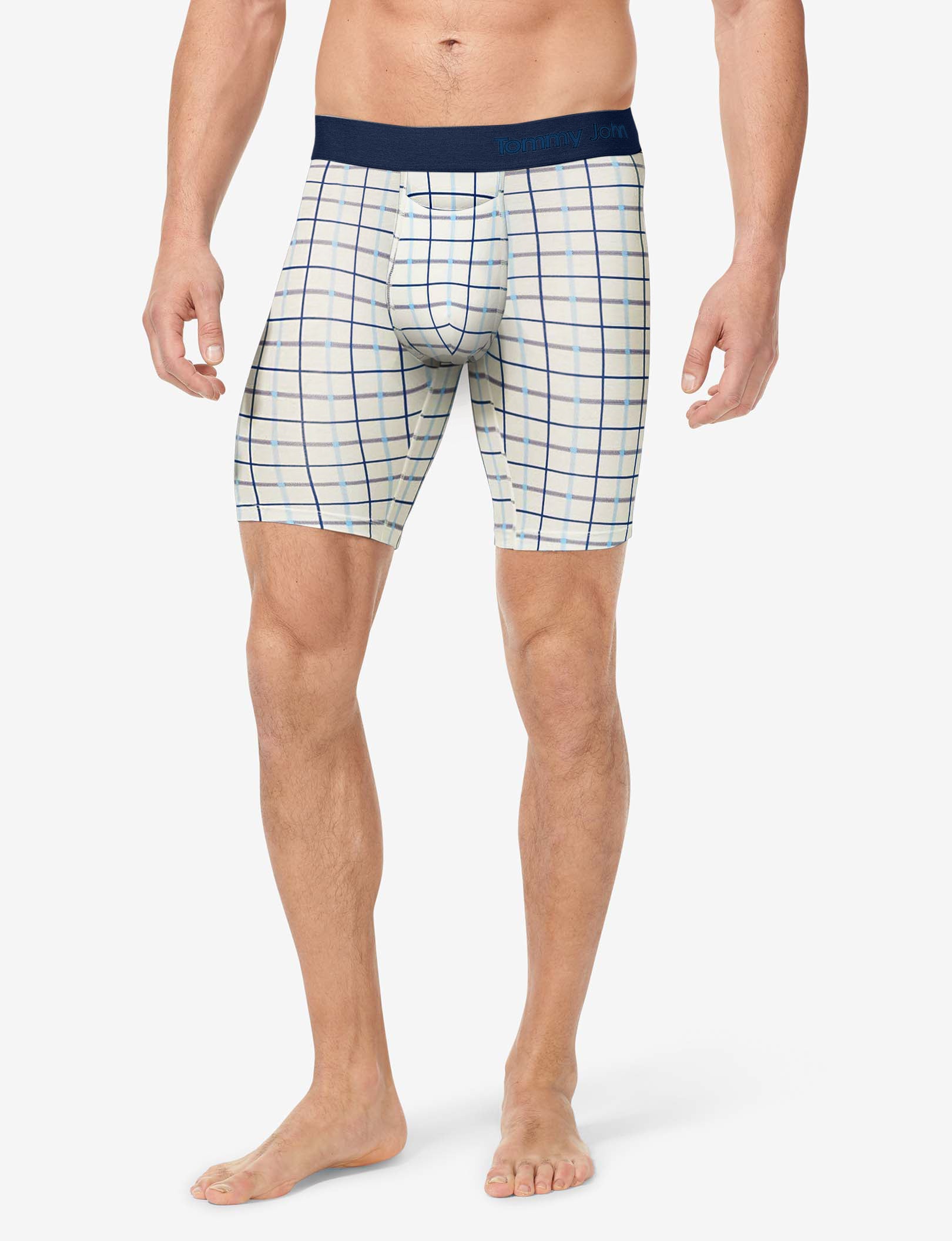 Cool Cotton Boxer Brief 8"::Coconut Milk Sunday Drive Plaid