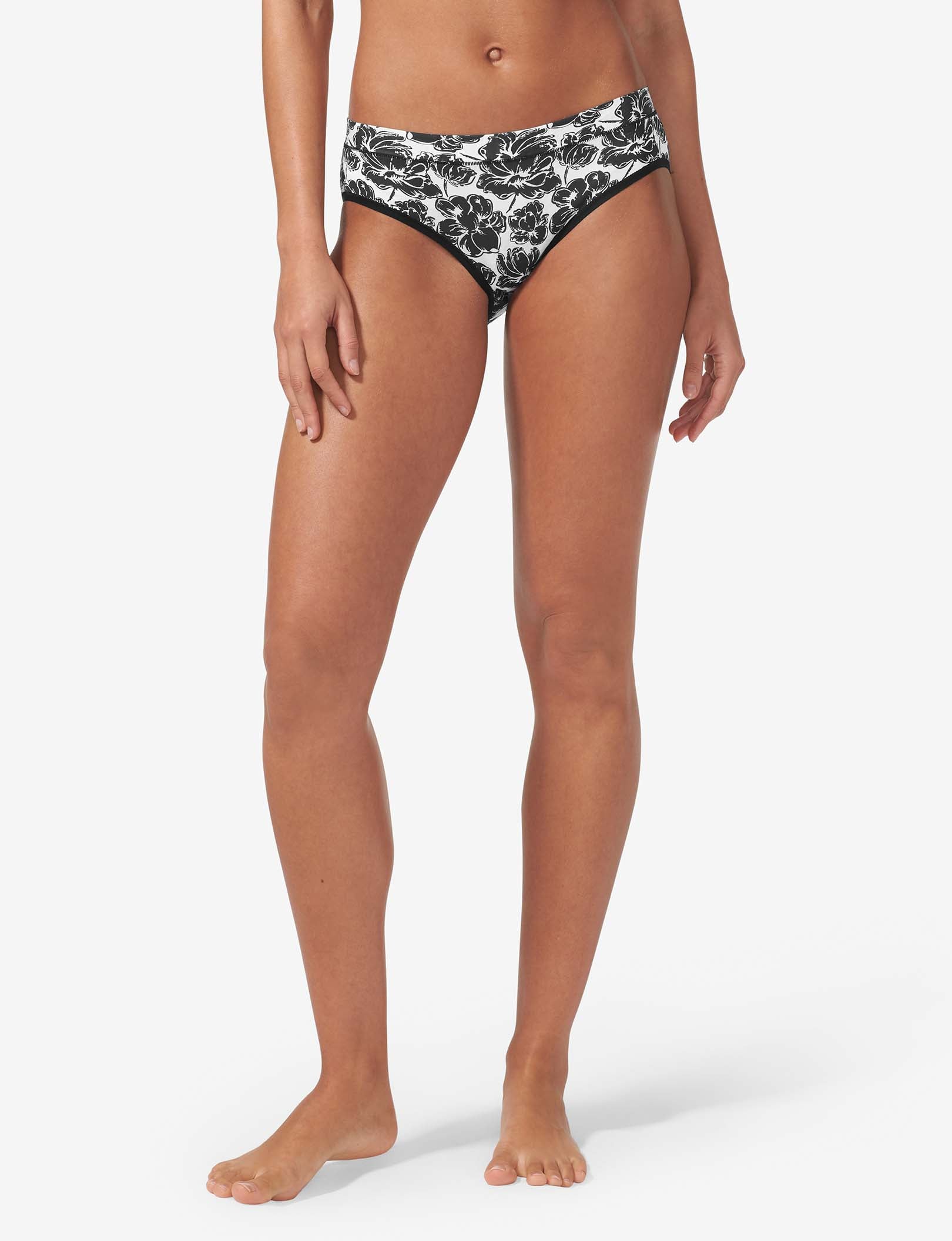 Women's Second Skin Brief::Black Etched Floral