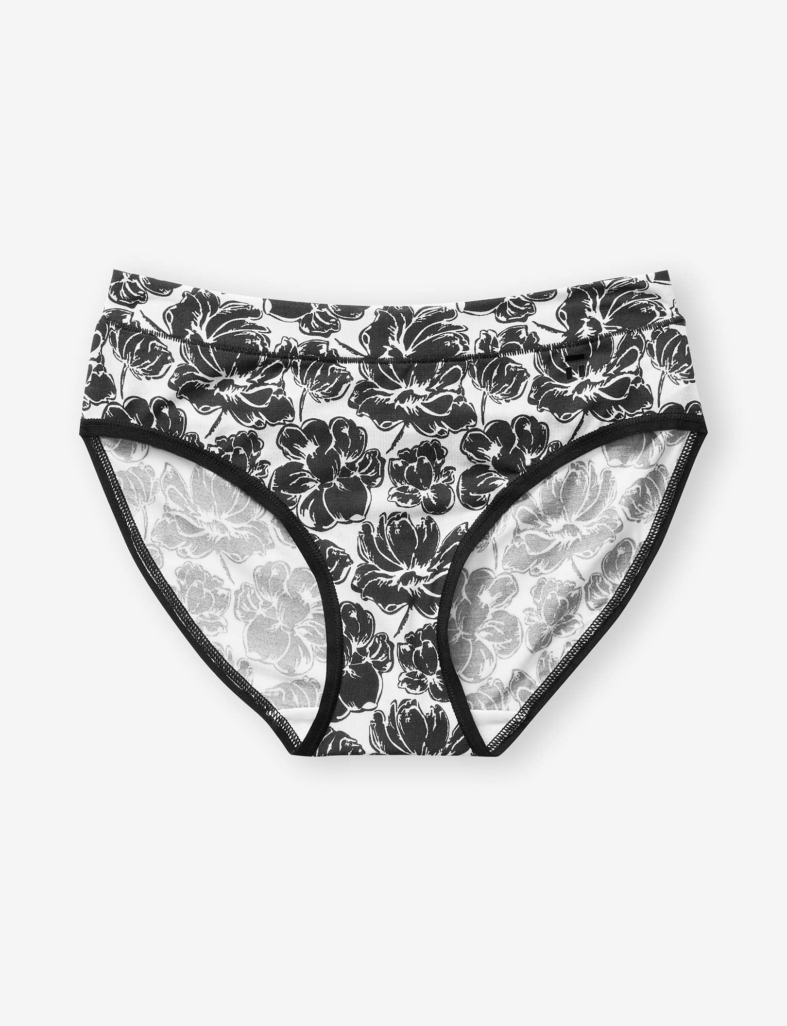 Women's Second Skin Brief::Black Etched Floral