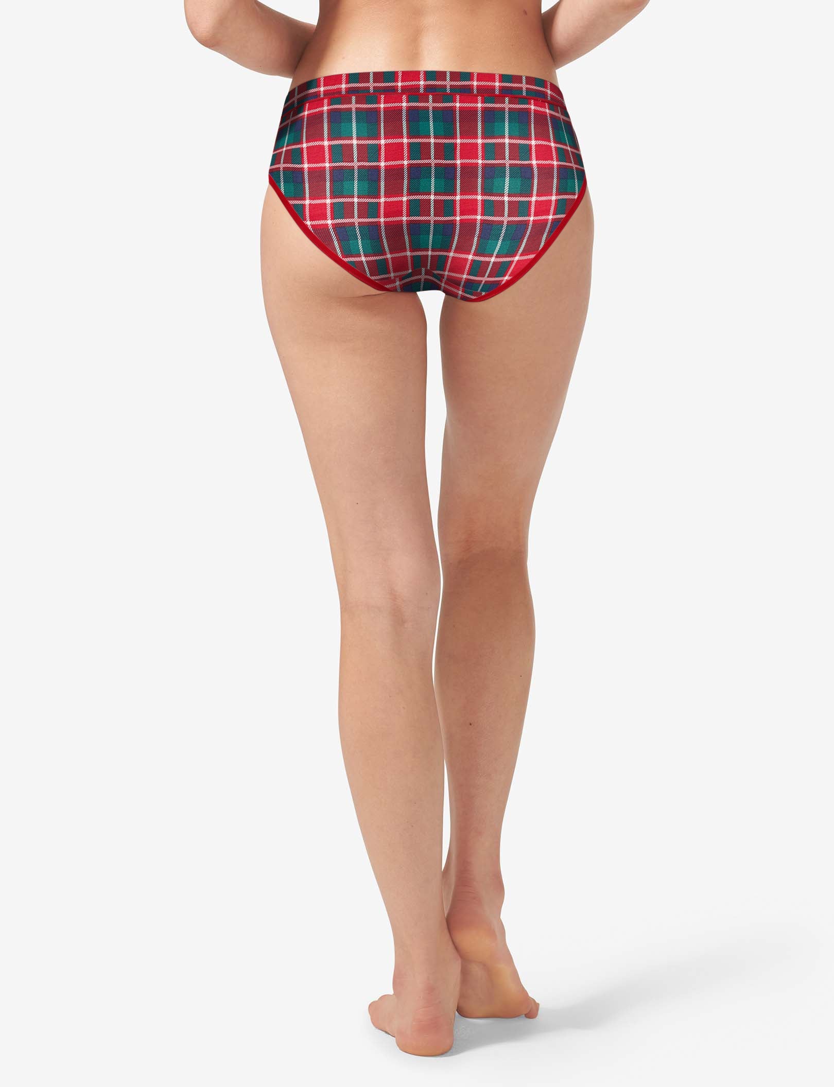 Women's Second Skin Brief::Haute Red Fireplace Plaid