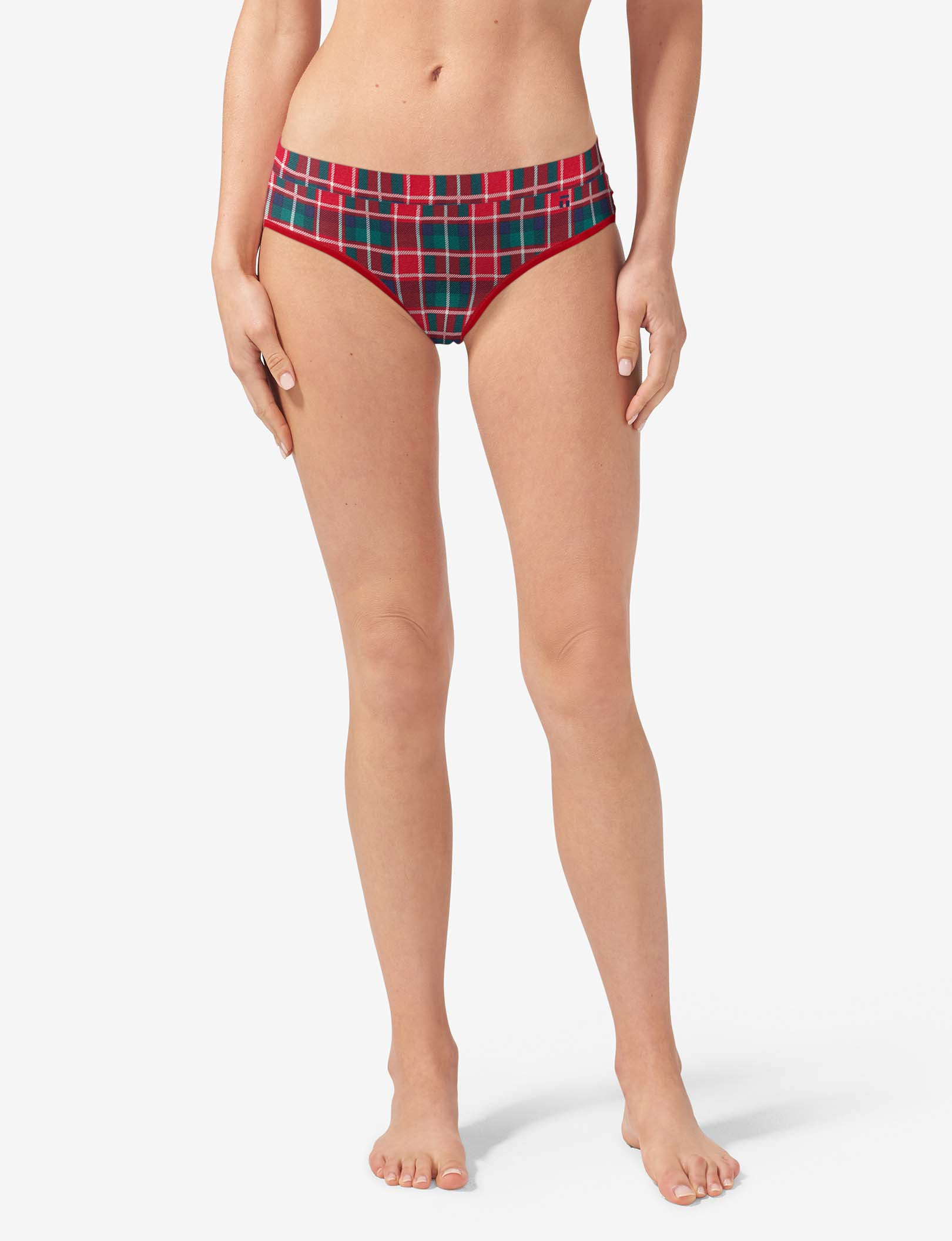 Women's Second Skin Brief::Haute Red Fireplace Plaid
