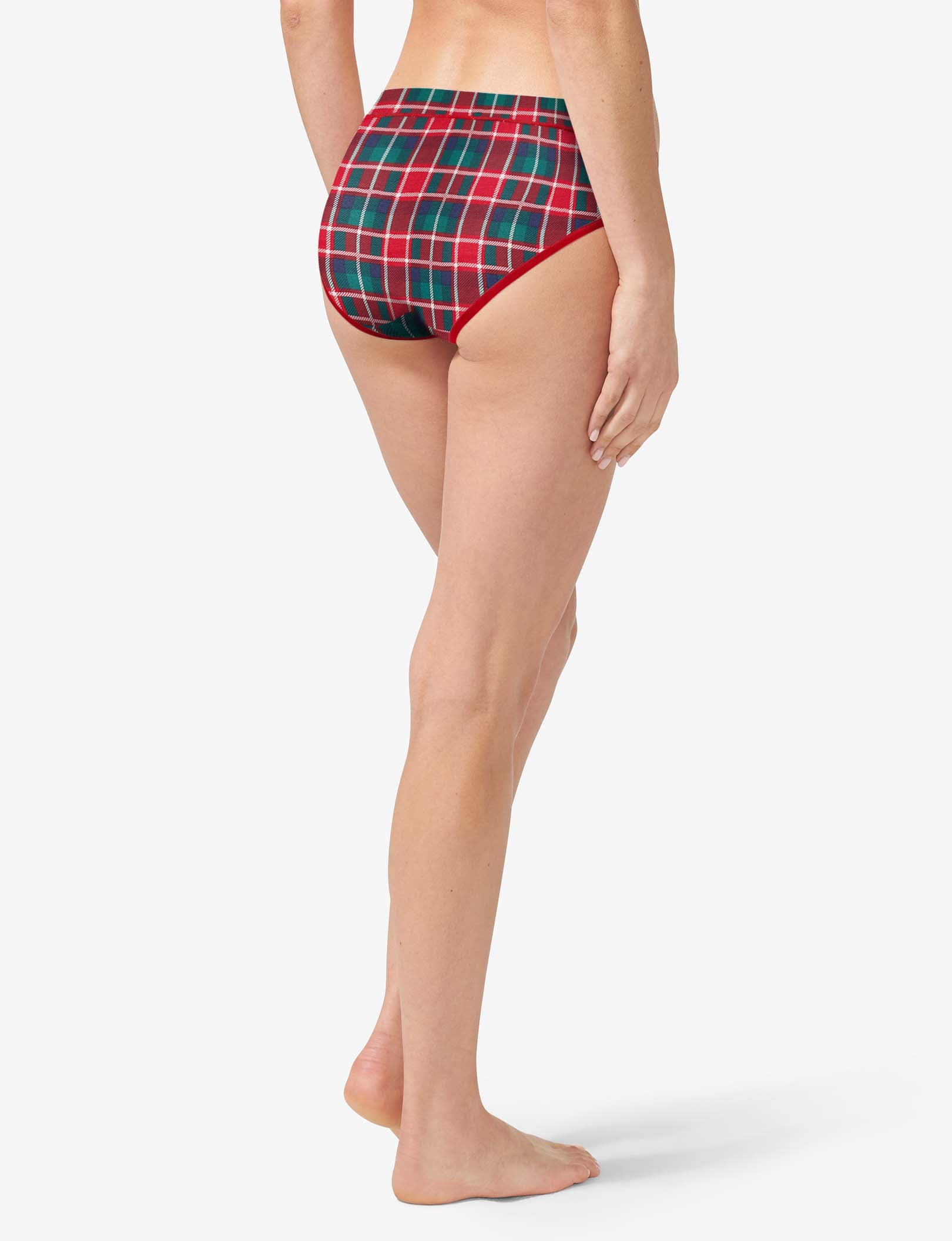 Women's Second Skin Brief::Haute Red Fireplace Plaid