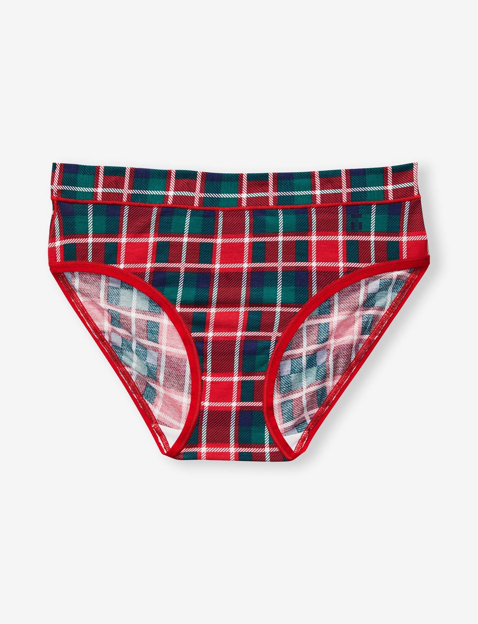 Women's Second Skin Brief::Haute Red Fireplace Plaid