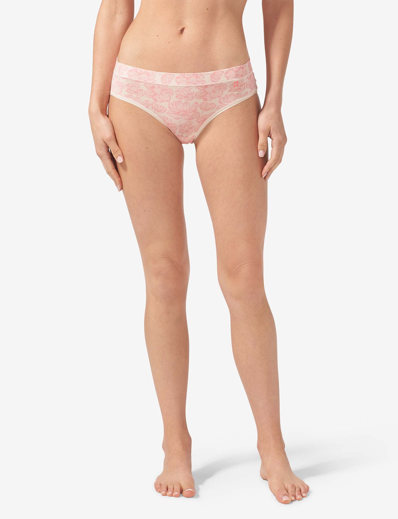 Women's Second Skin Brief::Soft Pink Etched Floral