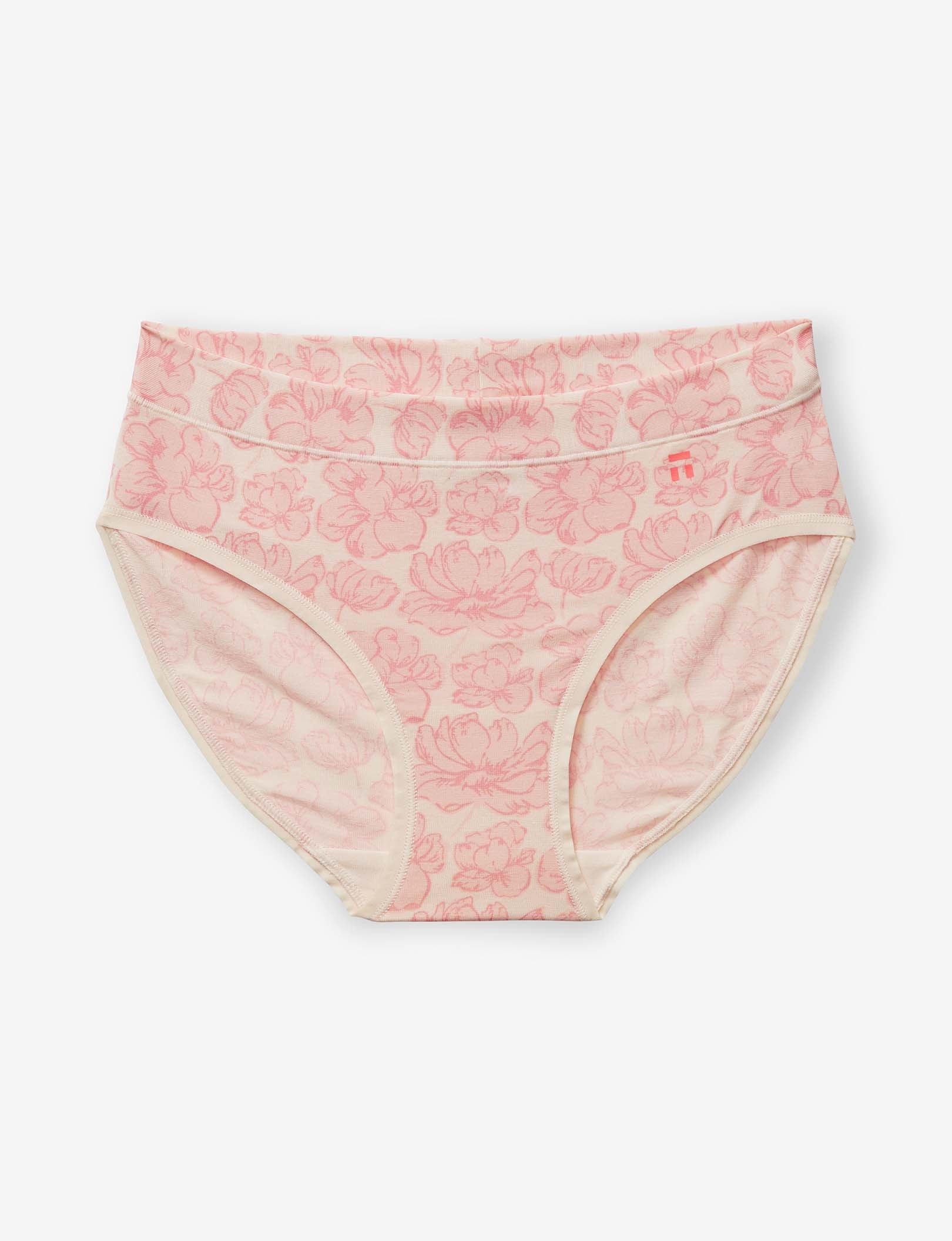 Women's Second Skin Brief::Soft Pink Etched Floral