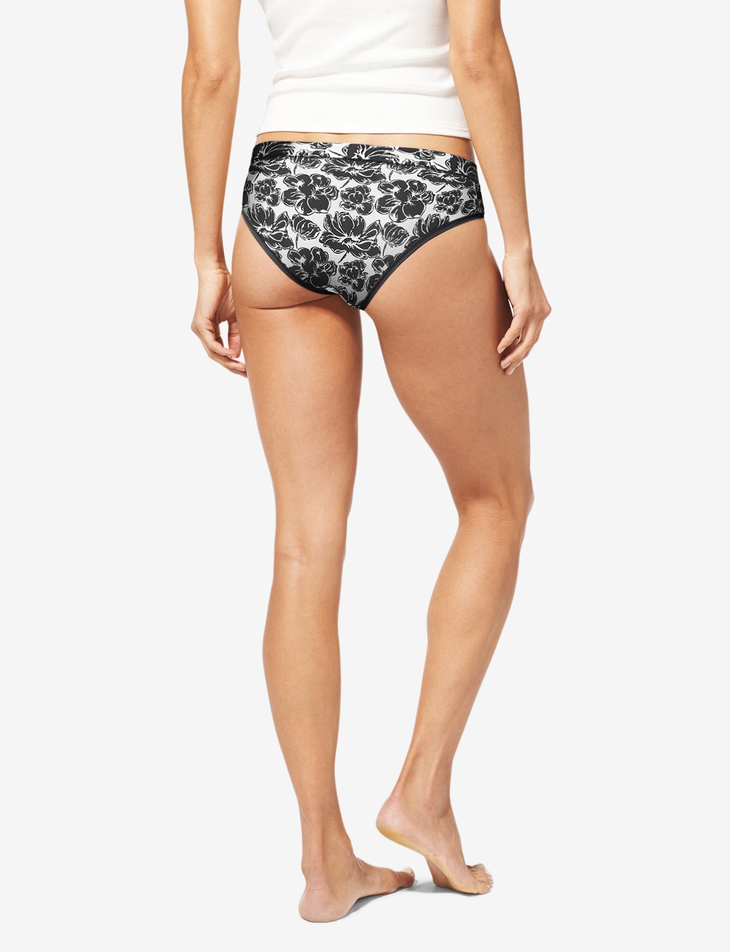 Women's Second Skin Cheeky::Black Etched Floral
