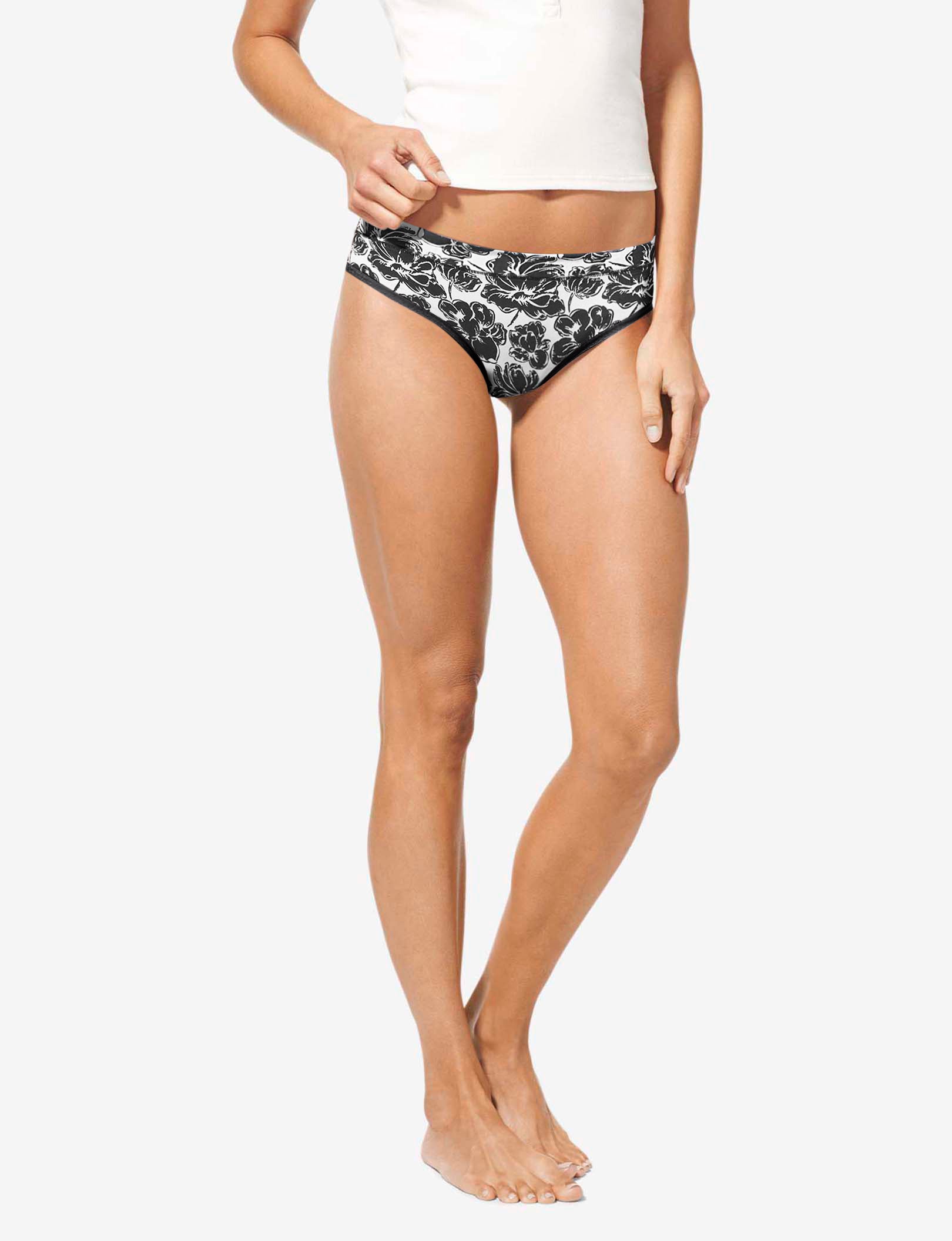 Women's Second Skin Cheeky::Black Etched Floral
