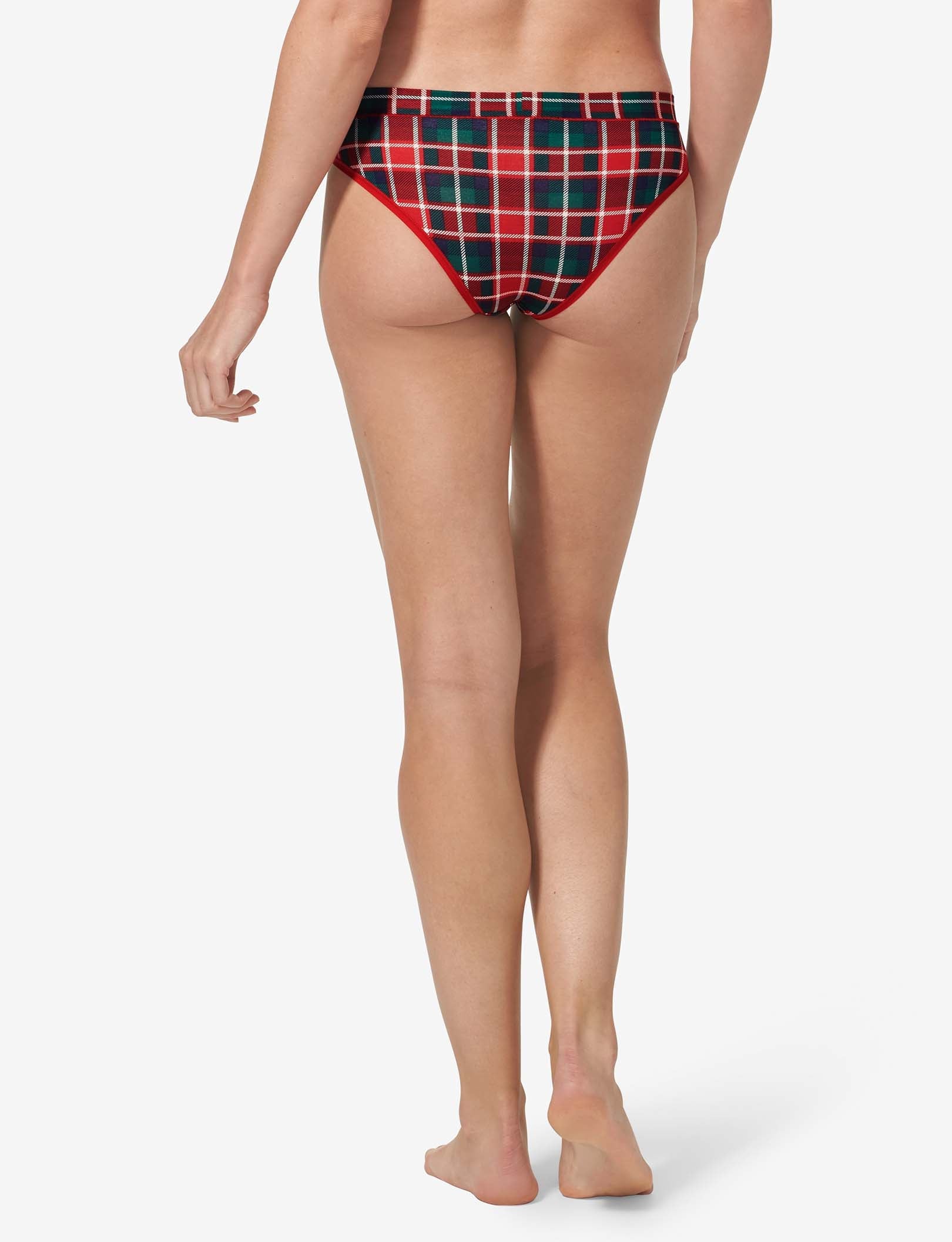 Women's Second Skin Cheeky::Haute Red Fireplace Plaid