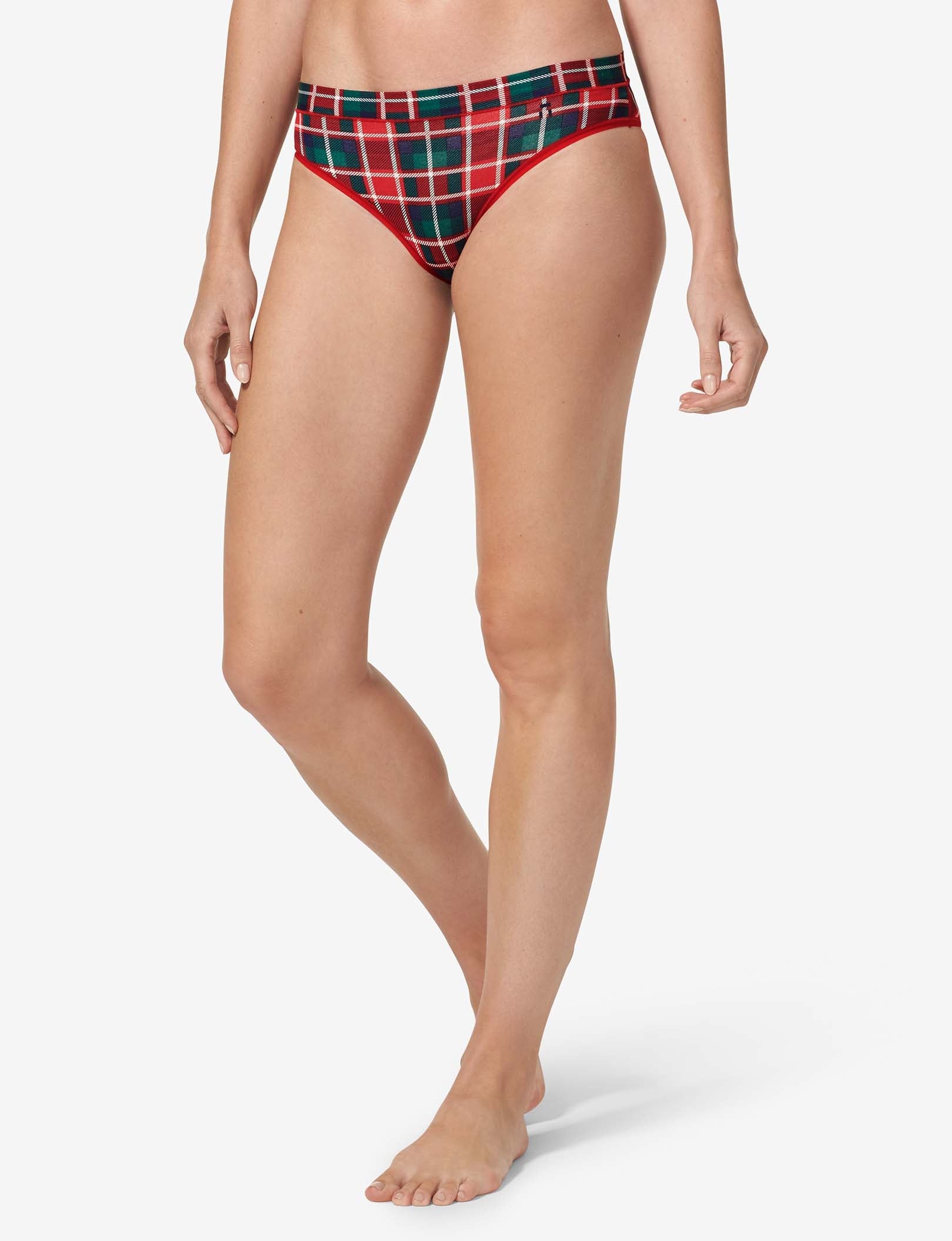Women's Second Skin Cheeky::Haute Red Fireplace Plaid