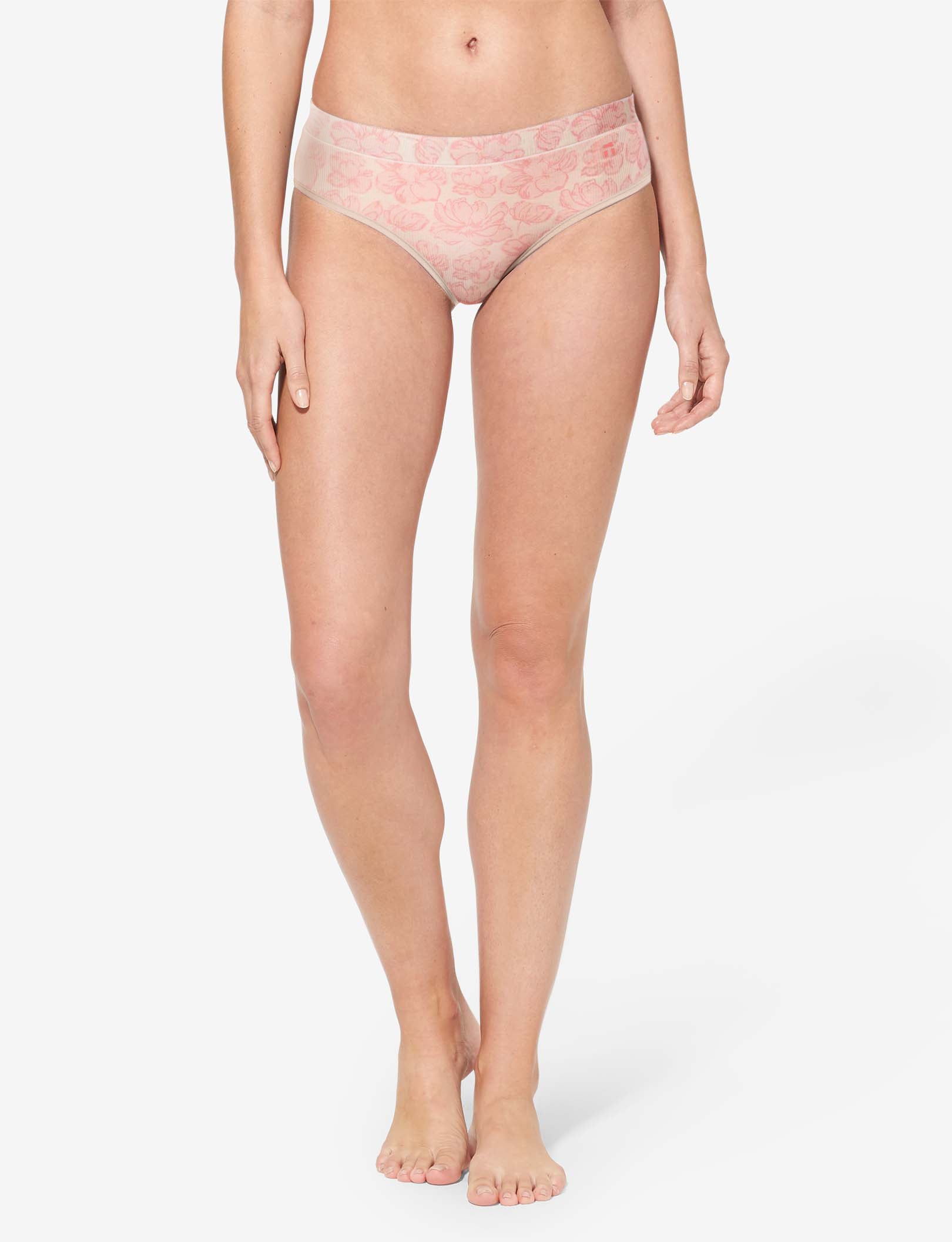 Women's Second Skin Cheeky::Soft Pink Etched Floral