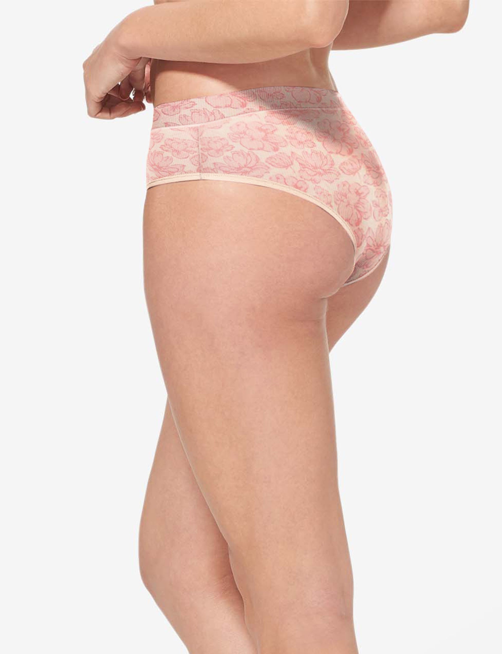 Women's Second Skin Cheeky::Soft Pink Etched Floral
