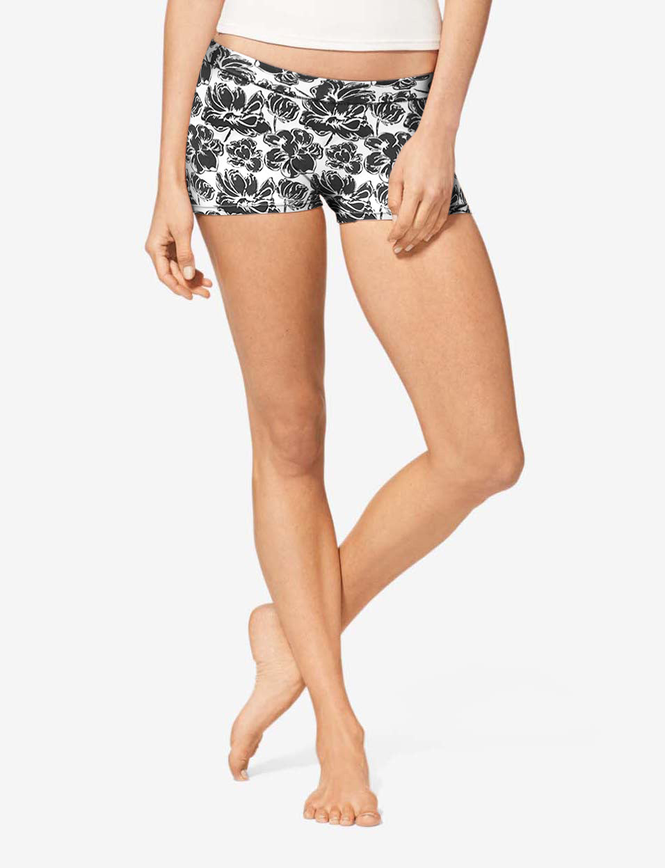 Women's Second Skin Boyshort::Black Etched Floral