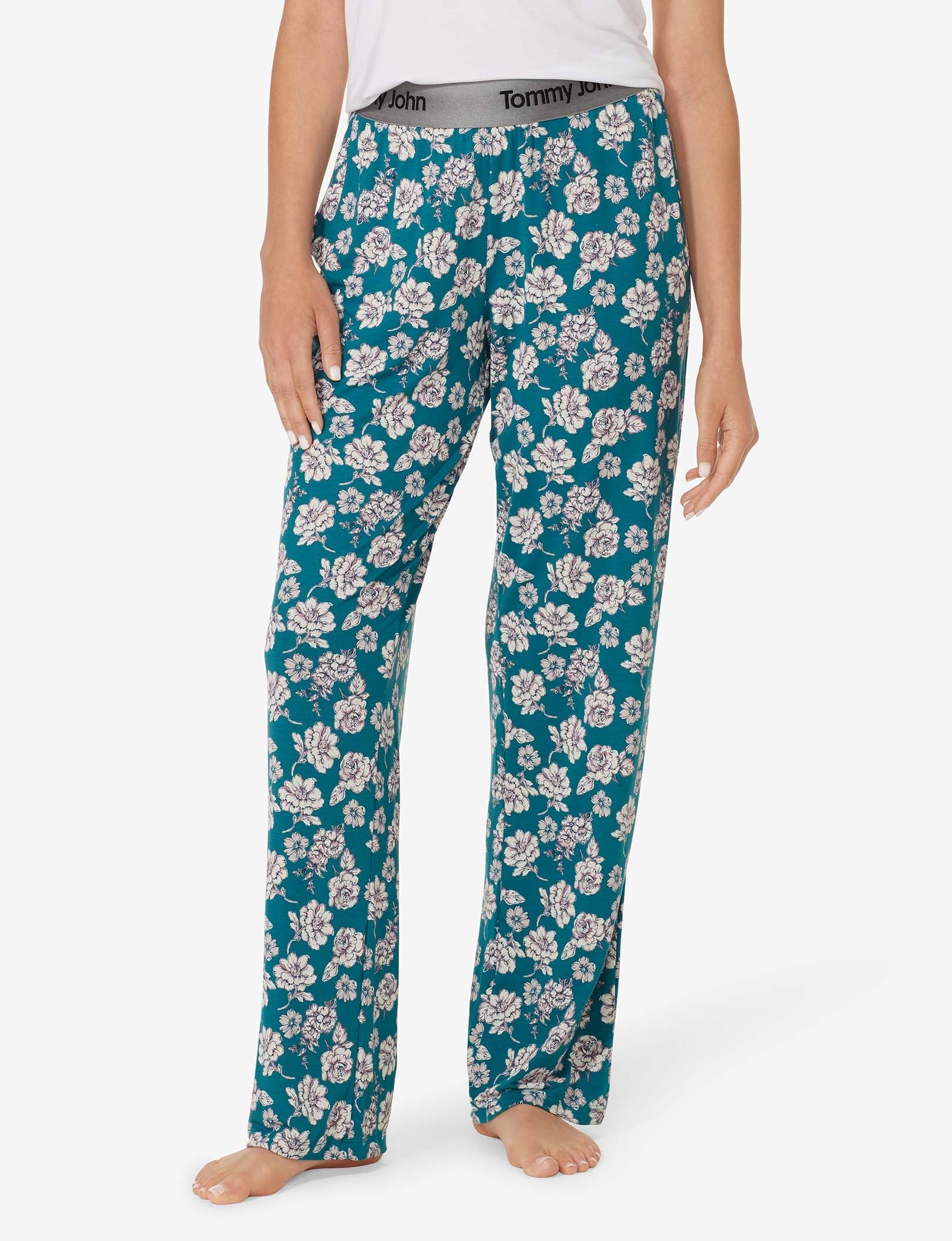 Women's Second Skin Sleep Pant::Blue Coral Spring Bloom