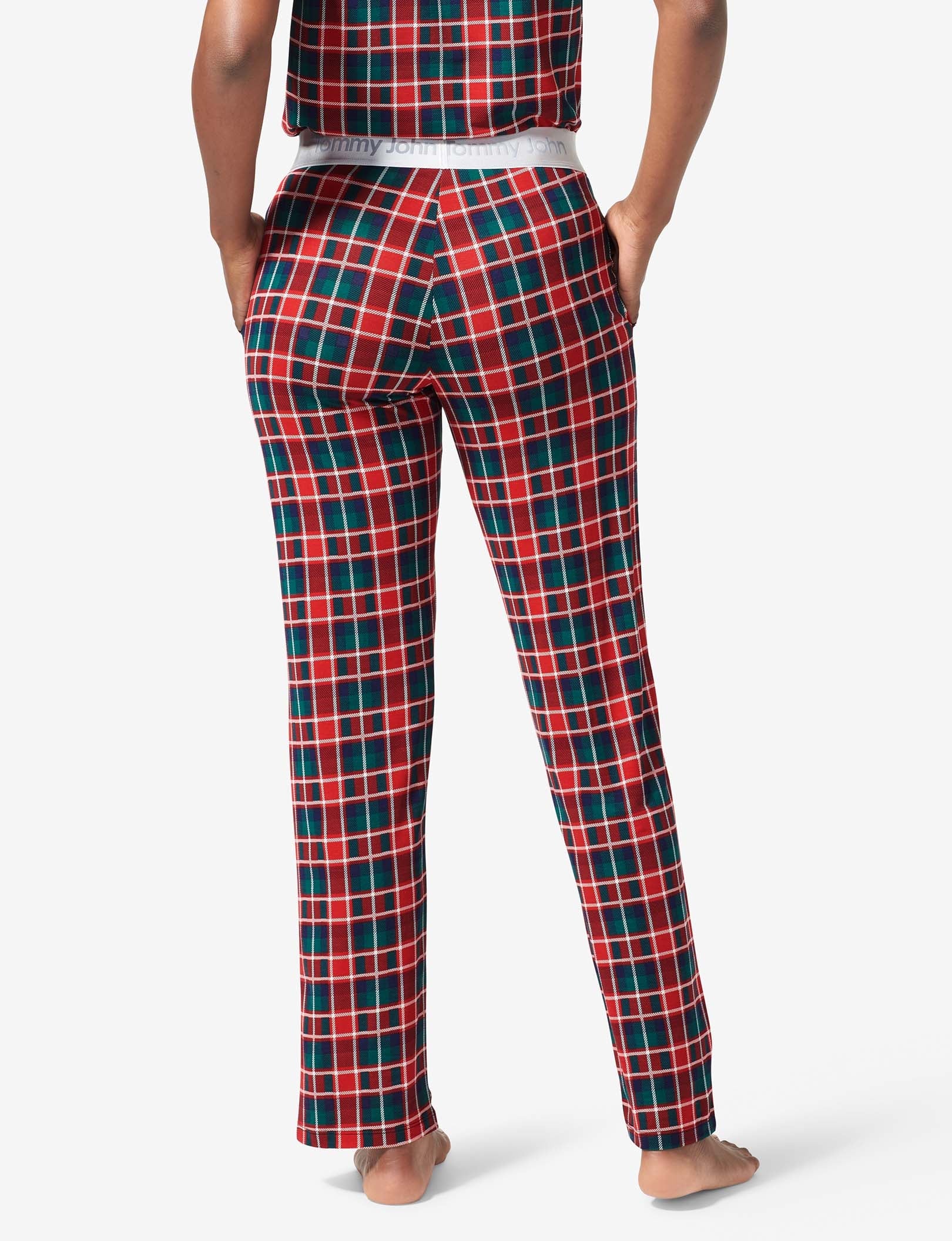 Women's Second Skin Sleep Pant::Haute Red Fireplace Plaid
