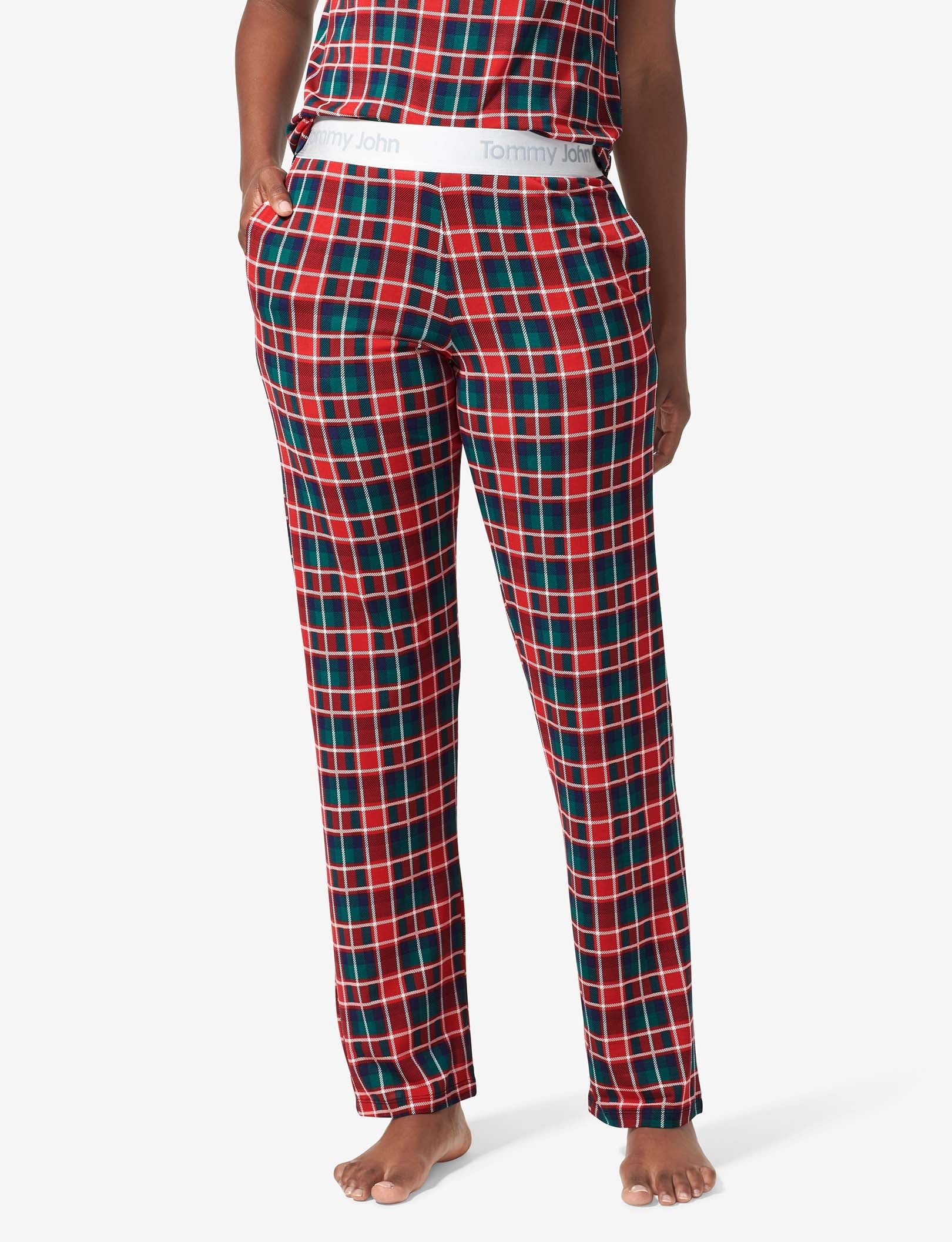 Women's Second Skin Sleep Pant::Haute Red Fireplace Plaid