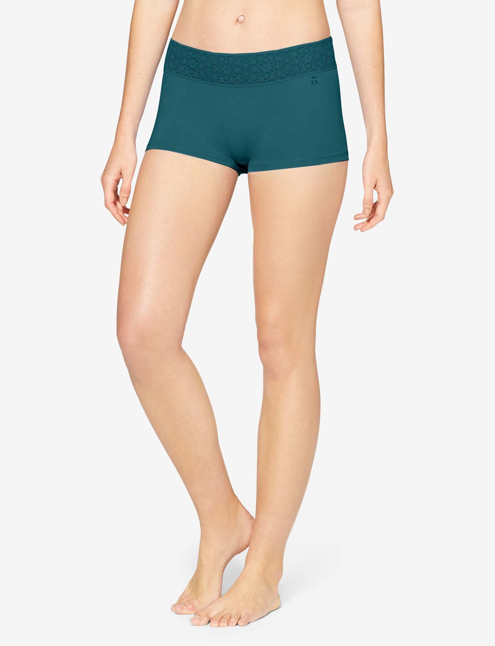 Women's Cool Cotton Boyshort, Lace Waist::Mediterranea Lace Waist