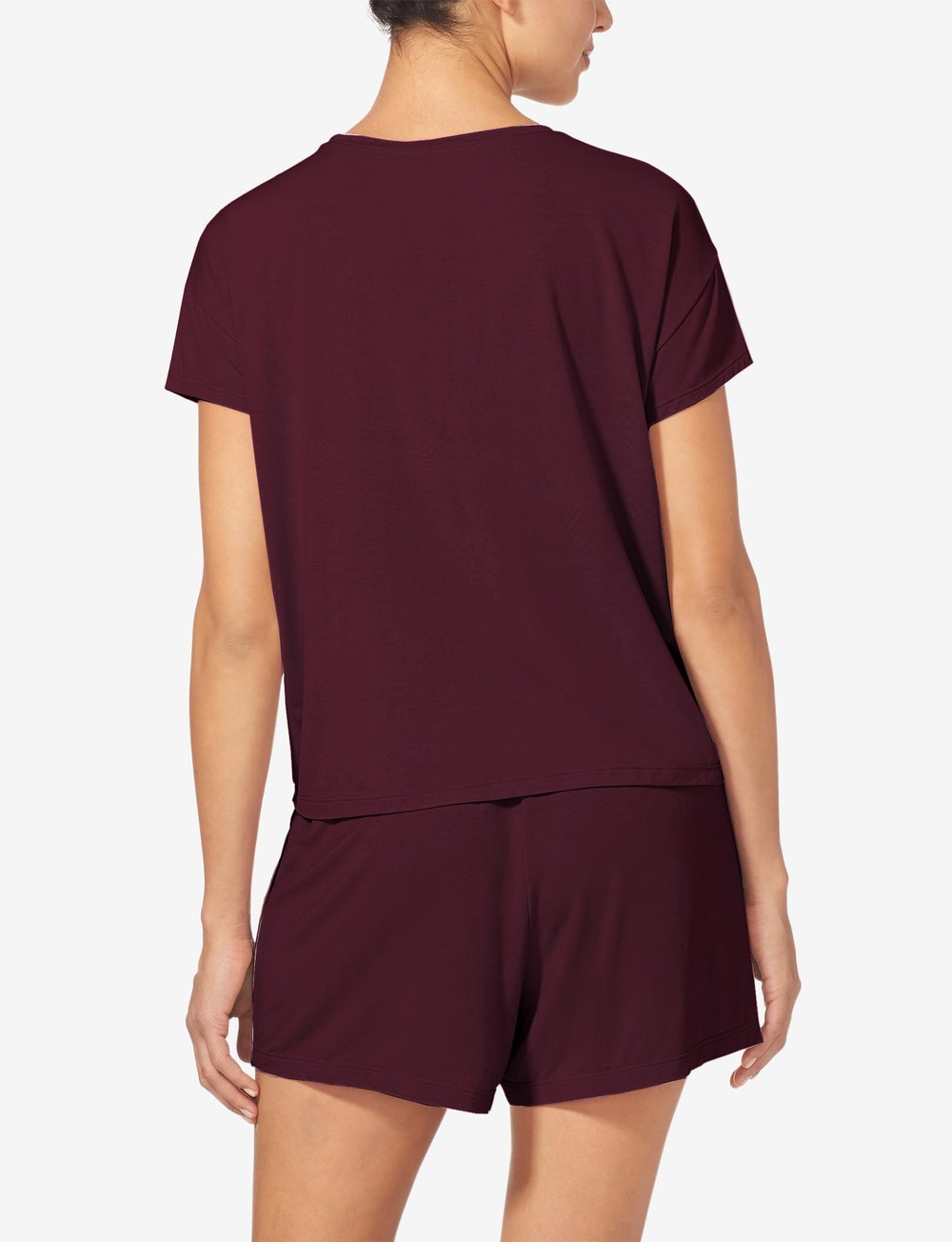 Women's Second Skin Sleep Tee & Short Basic Set::Winetasting