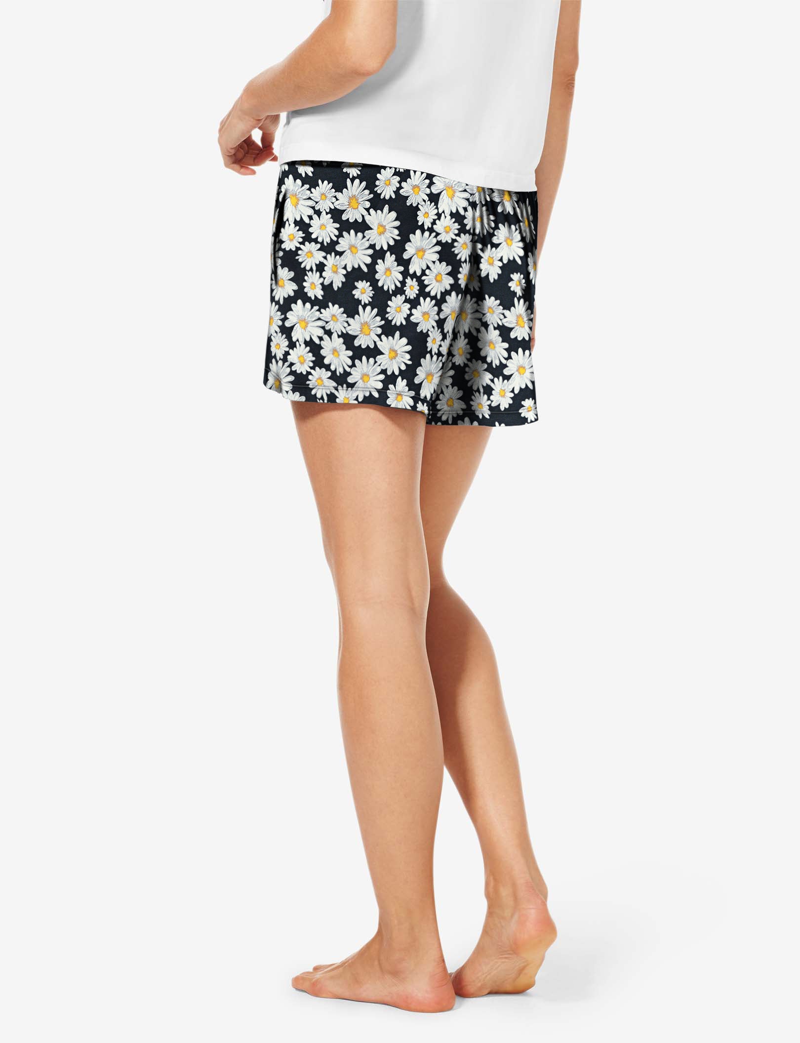 Women's Second Skin Sleep Short::Black English Daisy