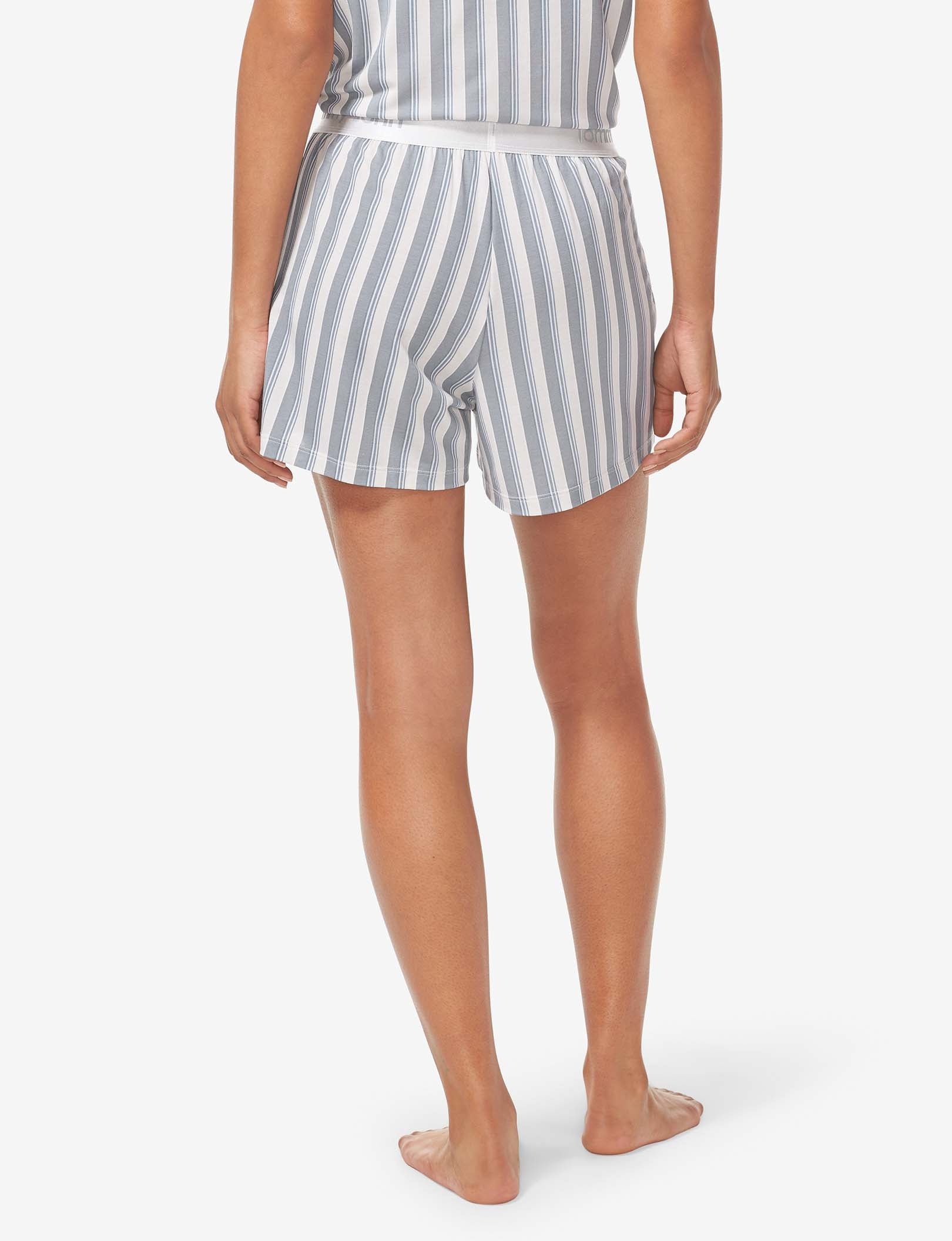 Women's Second Skin Sleep Short::Blue Blush Goodnight Stripe