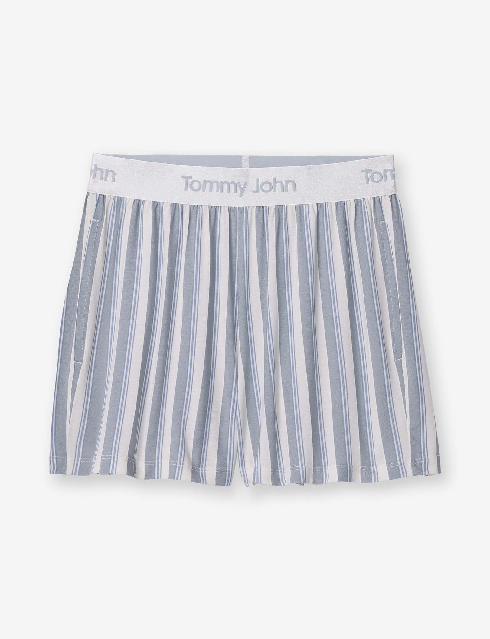 Women's Second Skin Sleep Short::Blue Blush Goodnight Stripe