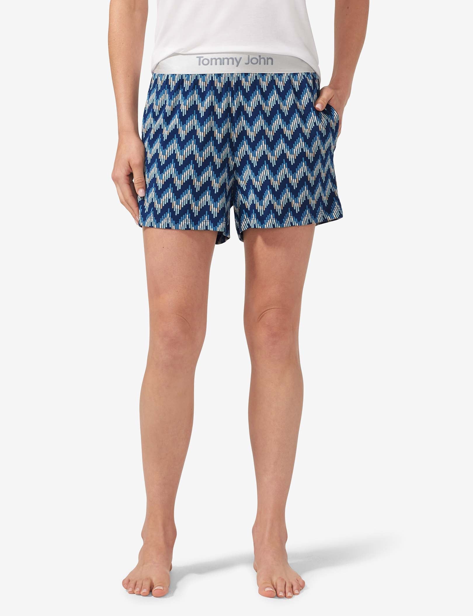 Women's Second Skin Sleep Short::Blue Snake Zig Zag