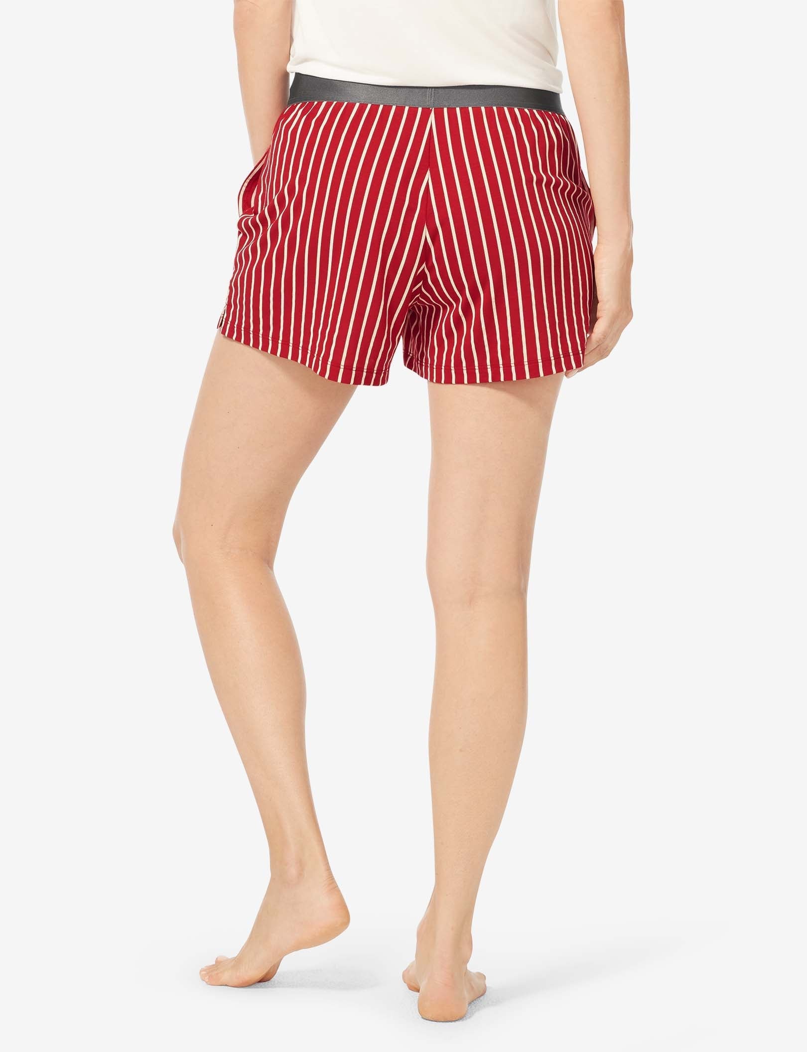 Women's Second Skin Sleep Short::Red Candy Cane Stripe