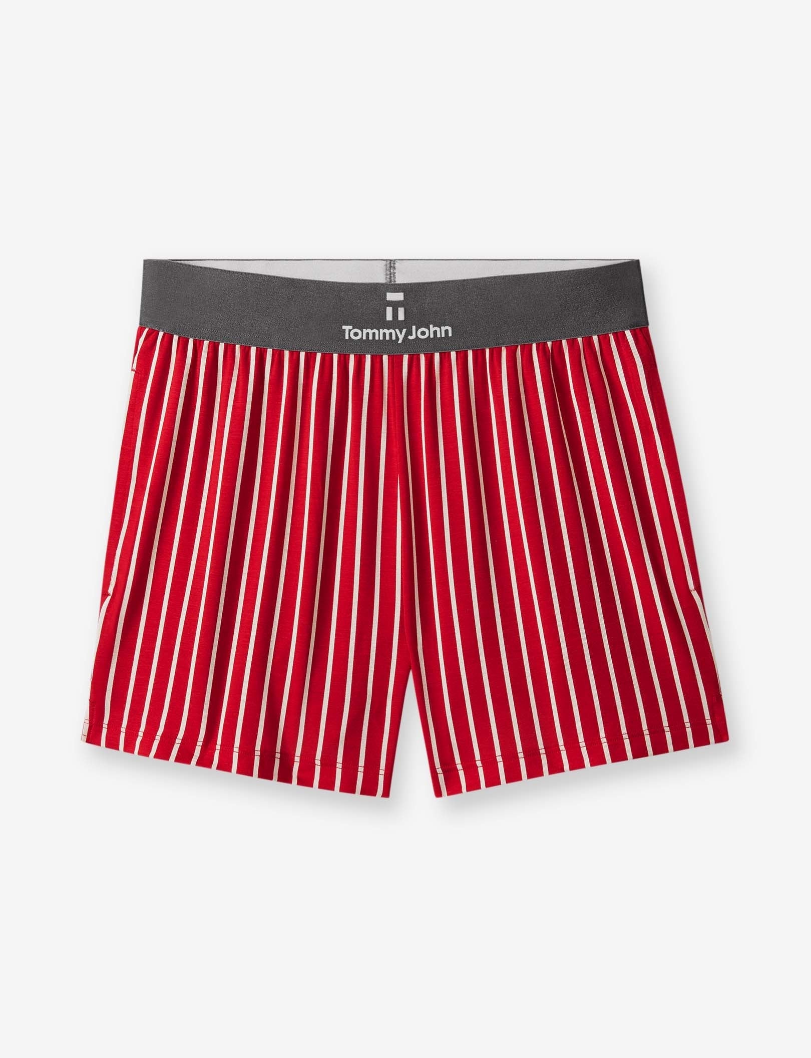 Women's Second Skin Sleep Short::Red Candy Cane Stripe