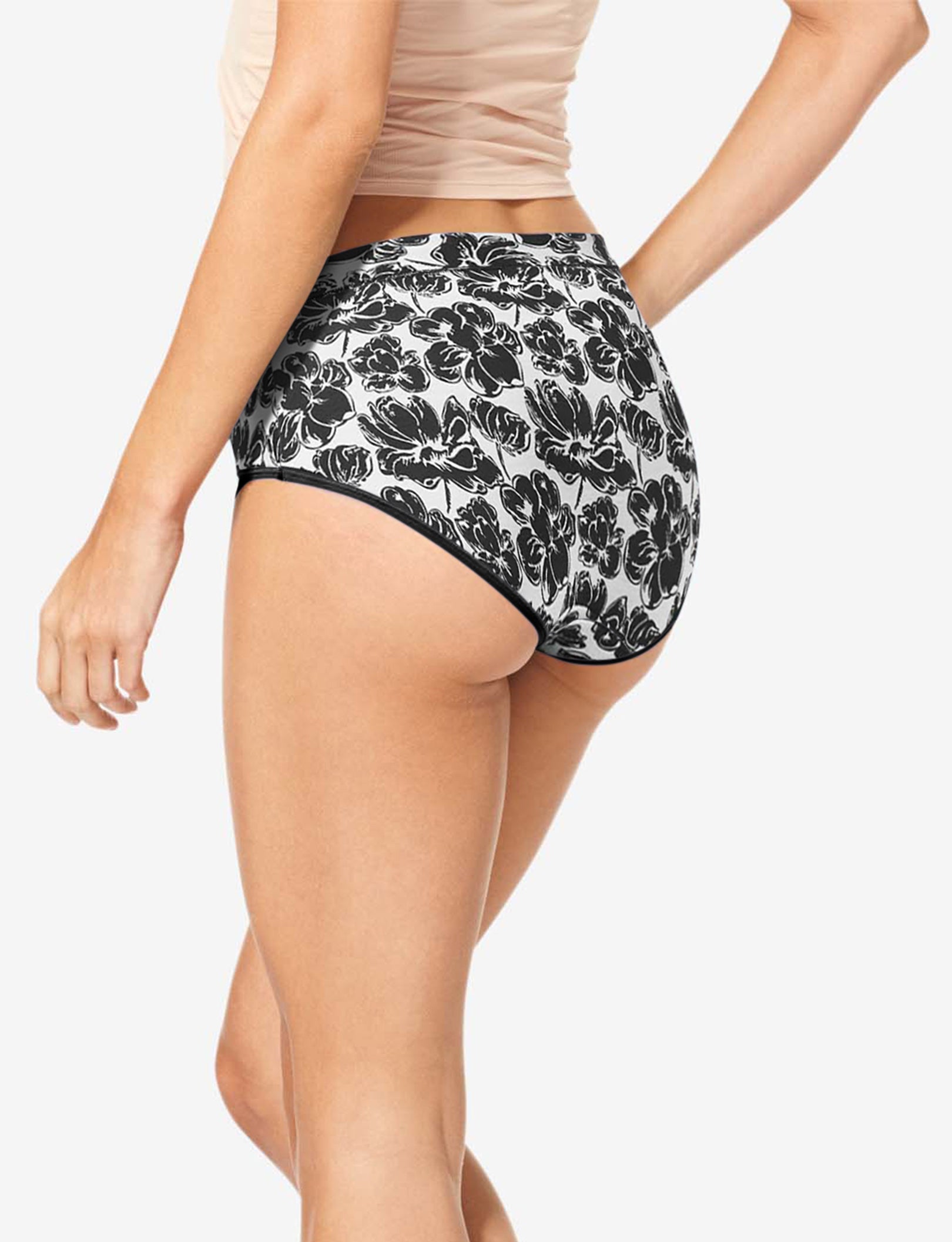 Women's Second Skin High Rise Brief::Black Etched Floral