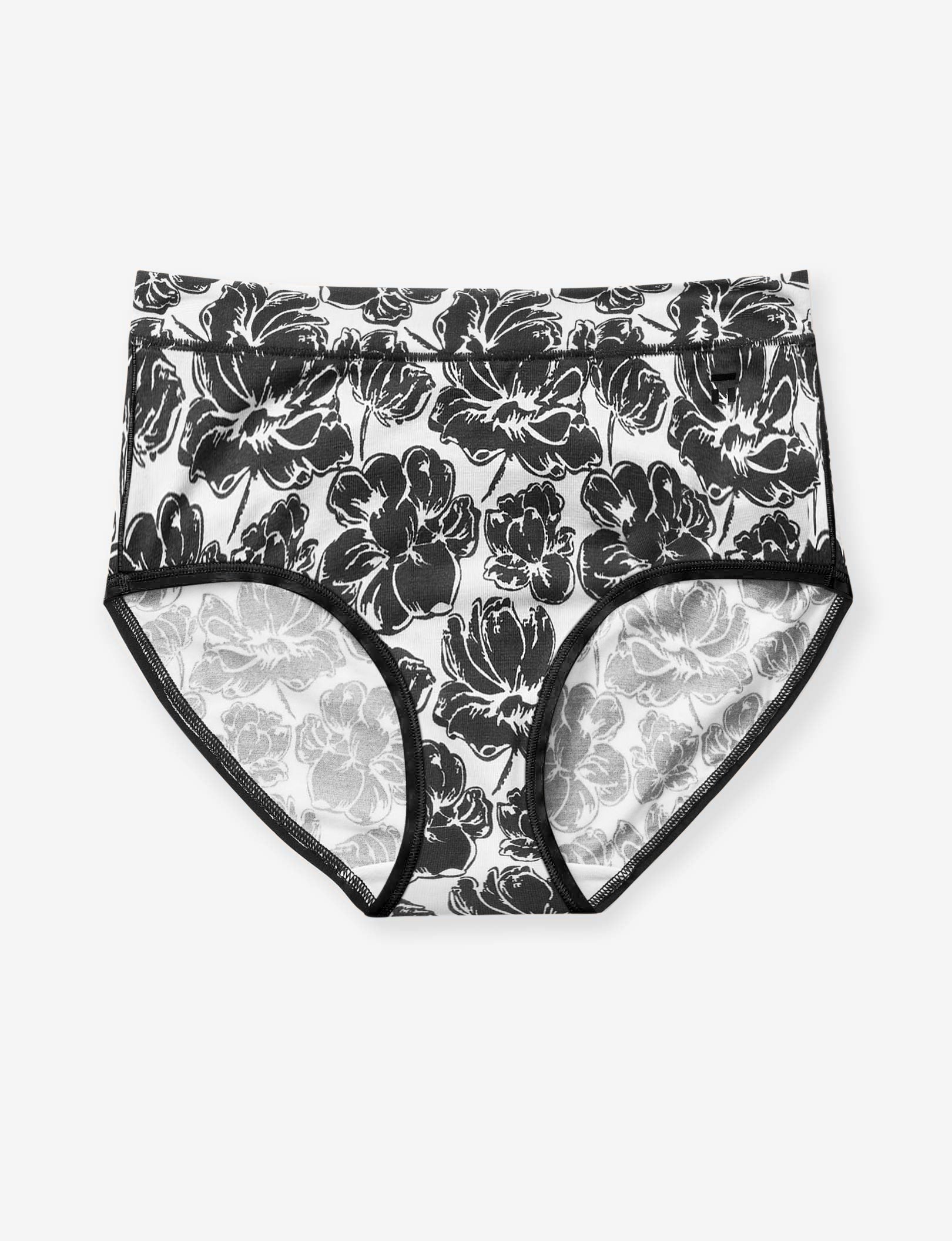 Women's Second Skin High Rise Brief::Black Etched Floral