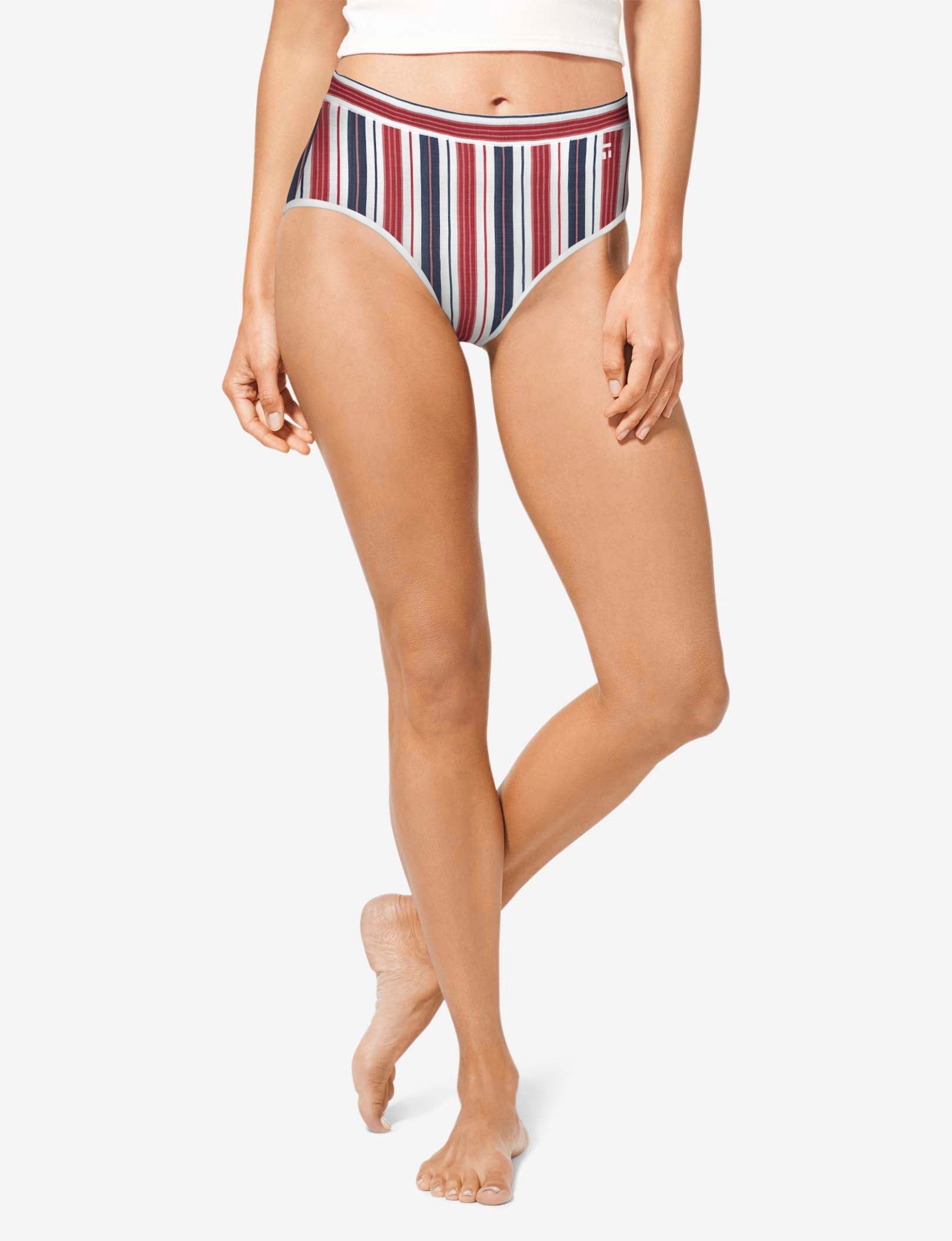 Women's Second Skin High Rise Brief::July Pinstripe Print