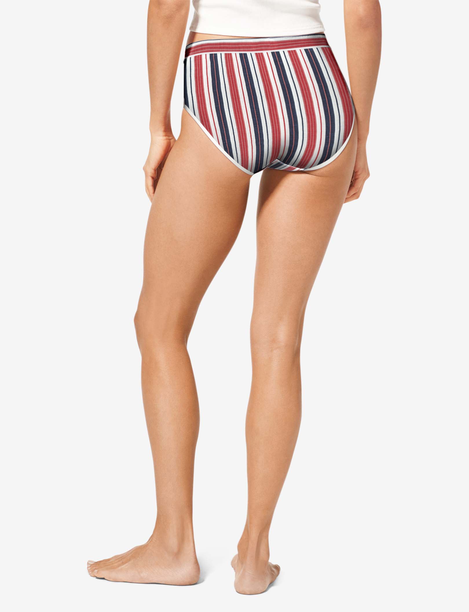 Women's Second Skin High Rise Brief::July Pinstripe Print