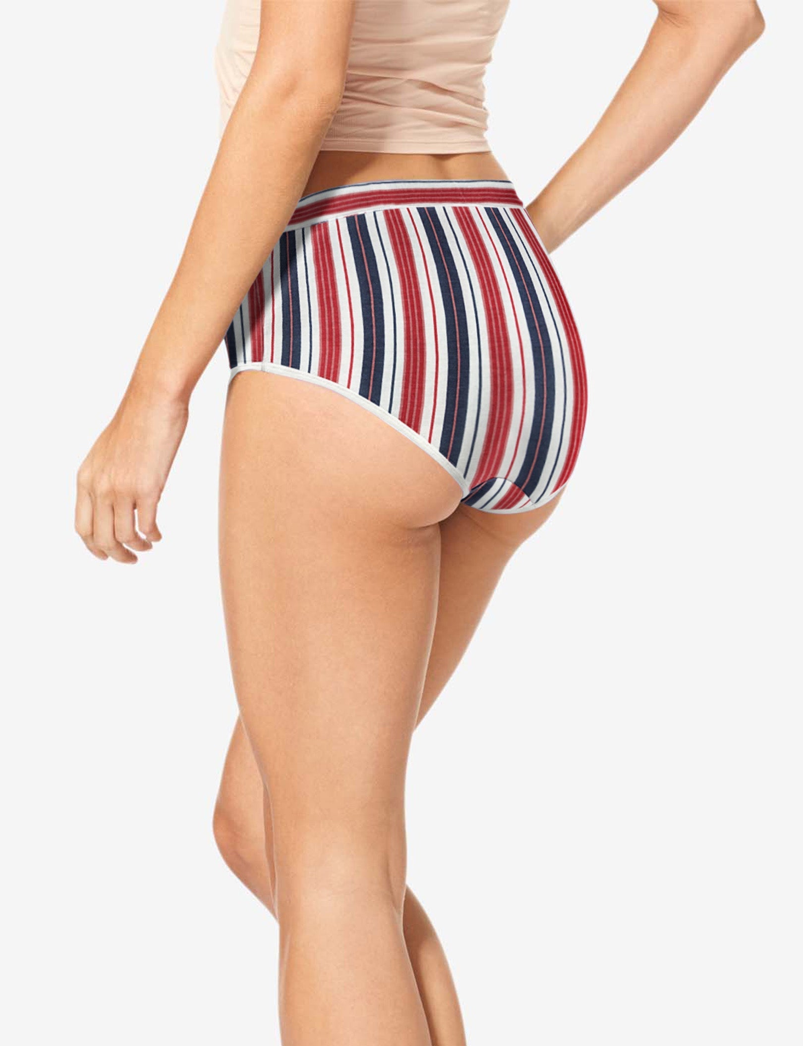 Women's Second Skin High Rise Brief::July Pinstripe Print