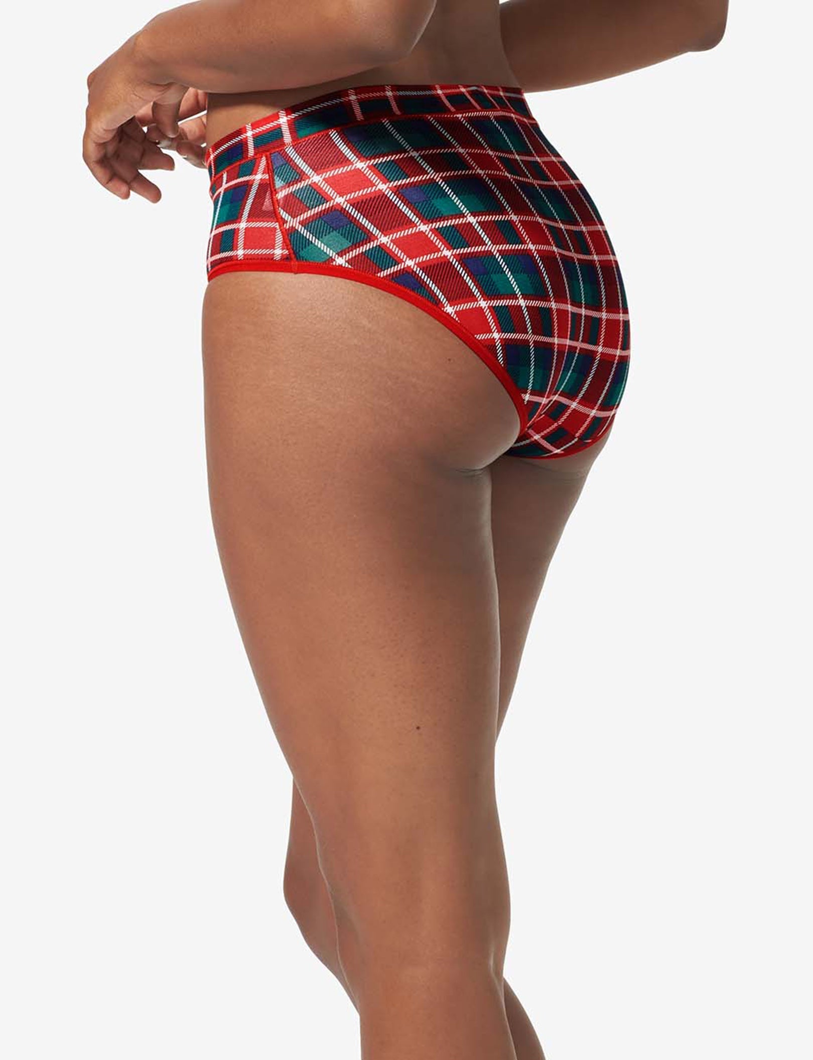 Women's Second Skin High Rise Brief::Haute Red Fireplace Plaid
