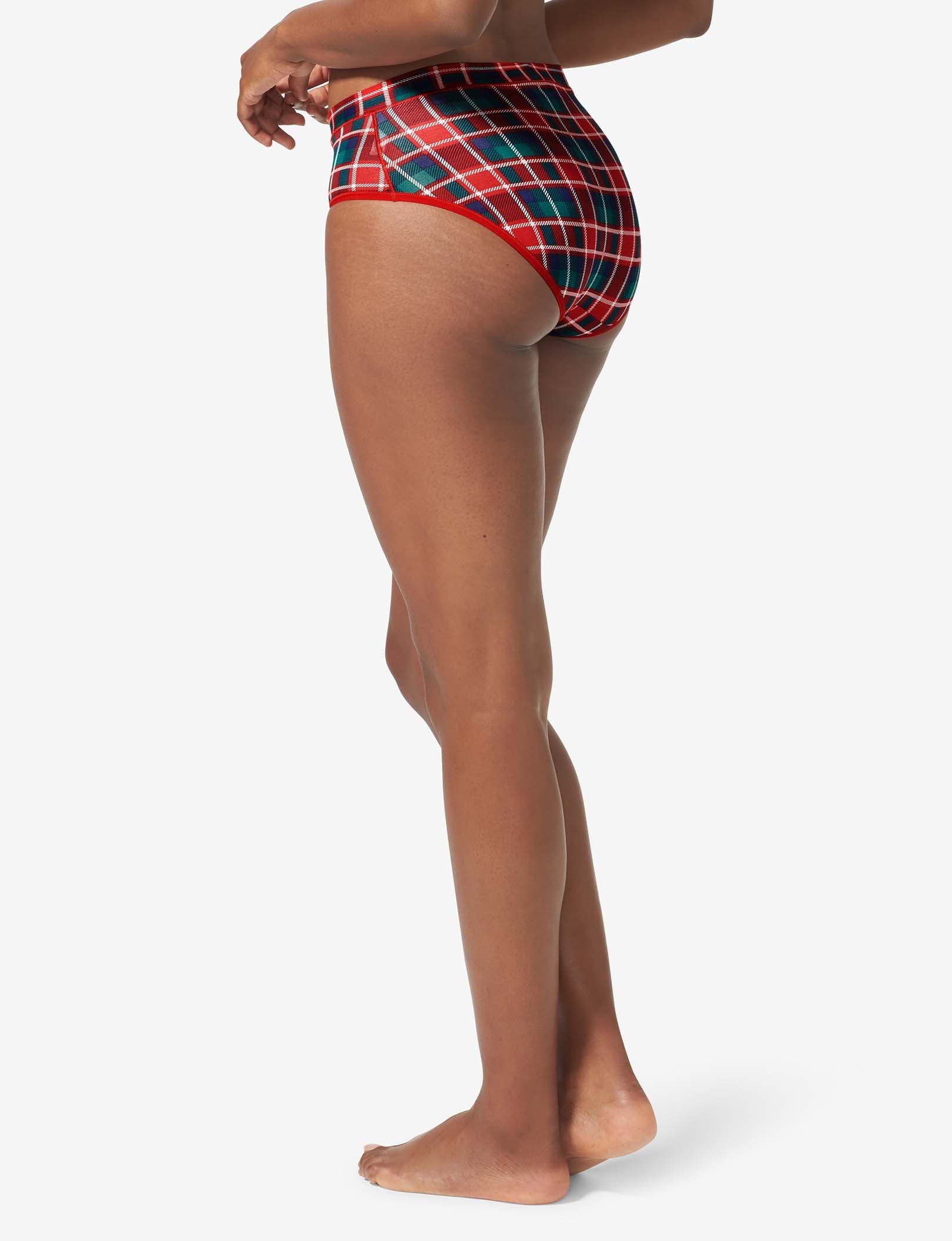 Women's Second Skin High Rise Brief::Haute Red Fireplace Plaid