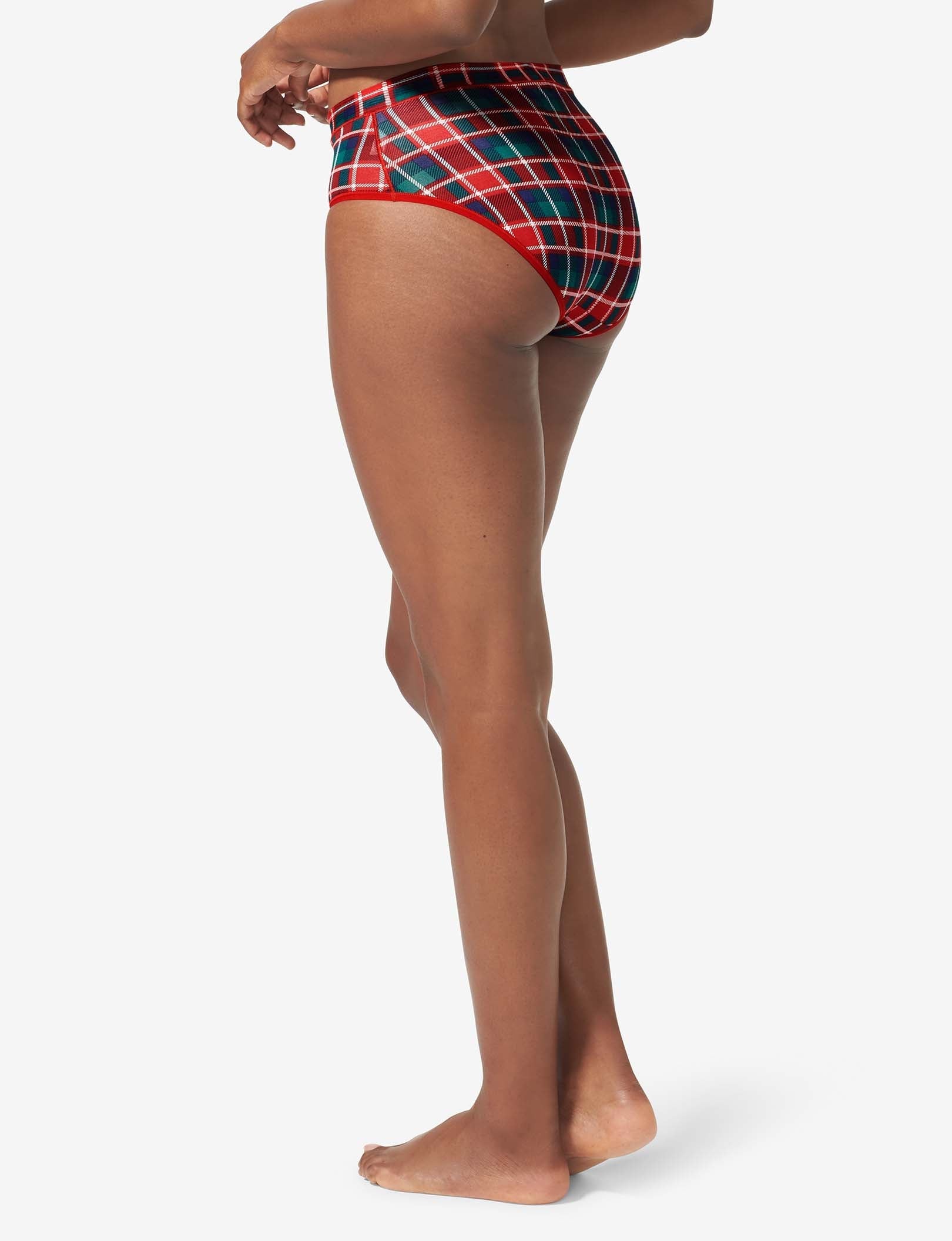 Women's Second Skin High Rise Brief::Haute Red Fireplace Plaid