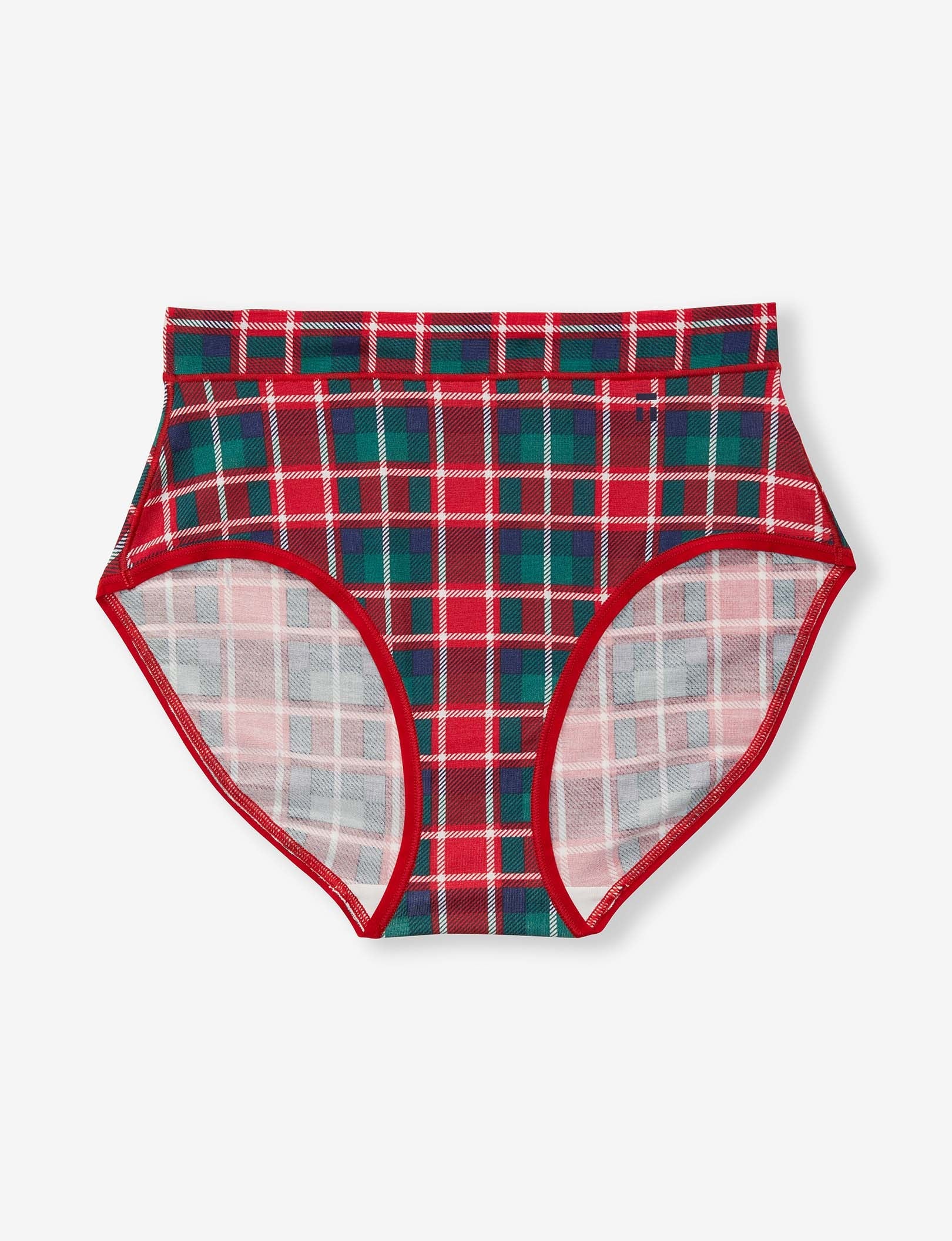 Women's Second Skin High Rise Brief::Haute Red Fireplace Plaid