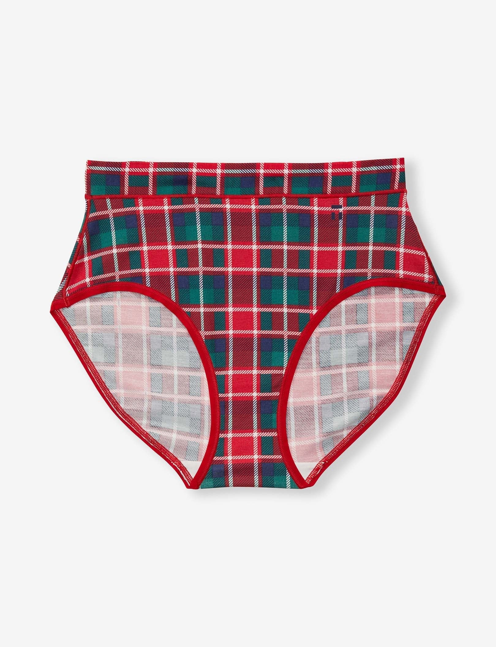 Women's Second Skin High Rise Brief::Haute Red Fireplace Plaid