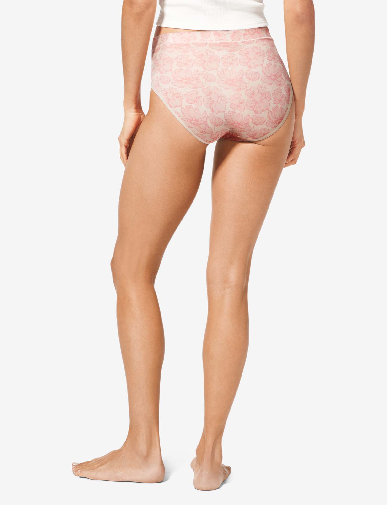 Women's Second Skin High Rise Brief::Soft Pink Etched Floral