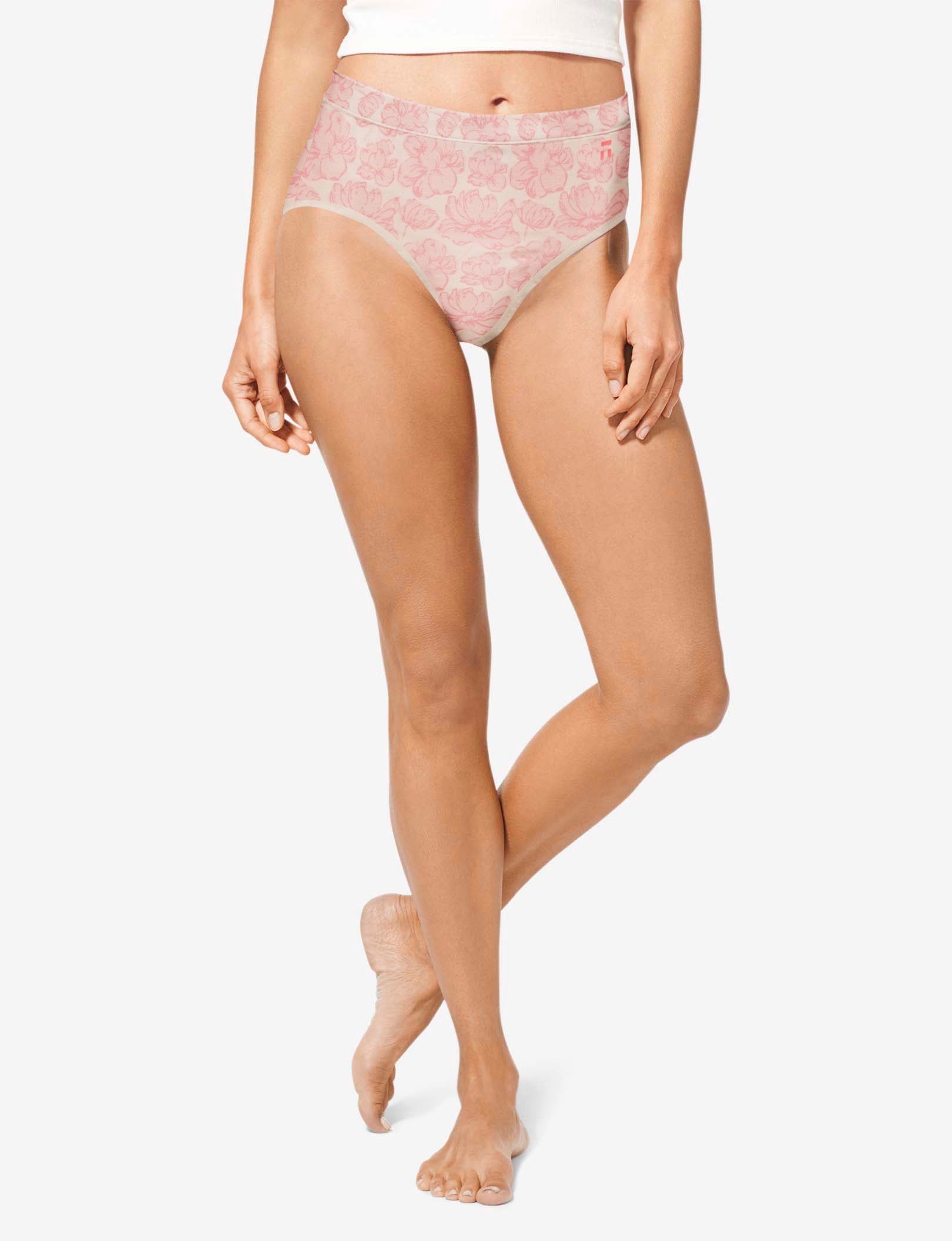 Women's Second Skin High Rise Brief::Soft Pink Etched Floral