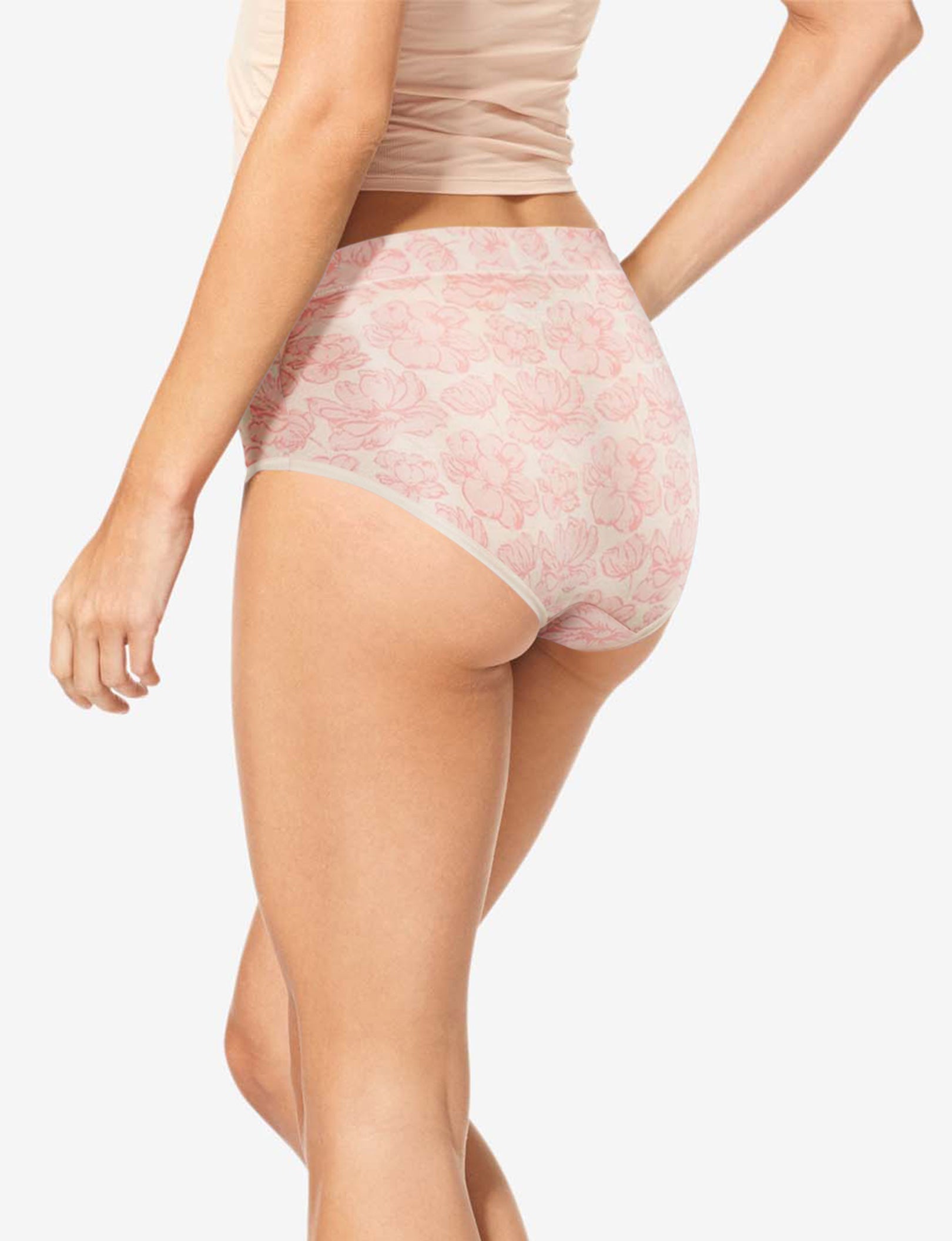 Women's Second Skin High Rise Brief::Soft Pink Etched Floral