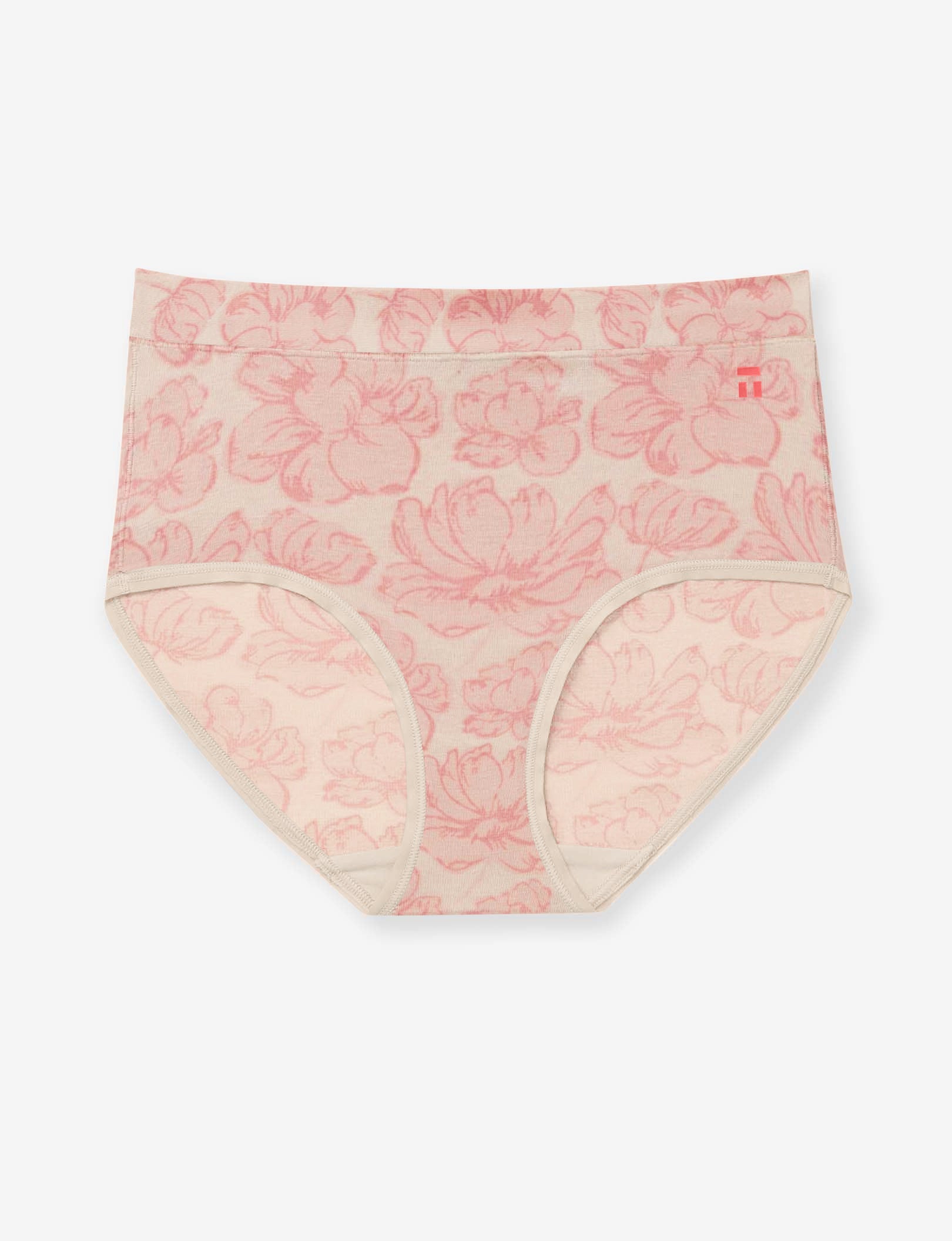 Women's Second Skin High Rise Brief::Soft Pink Etched Floral