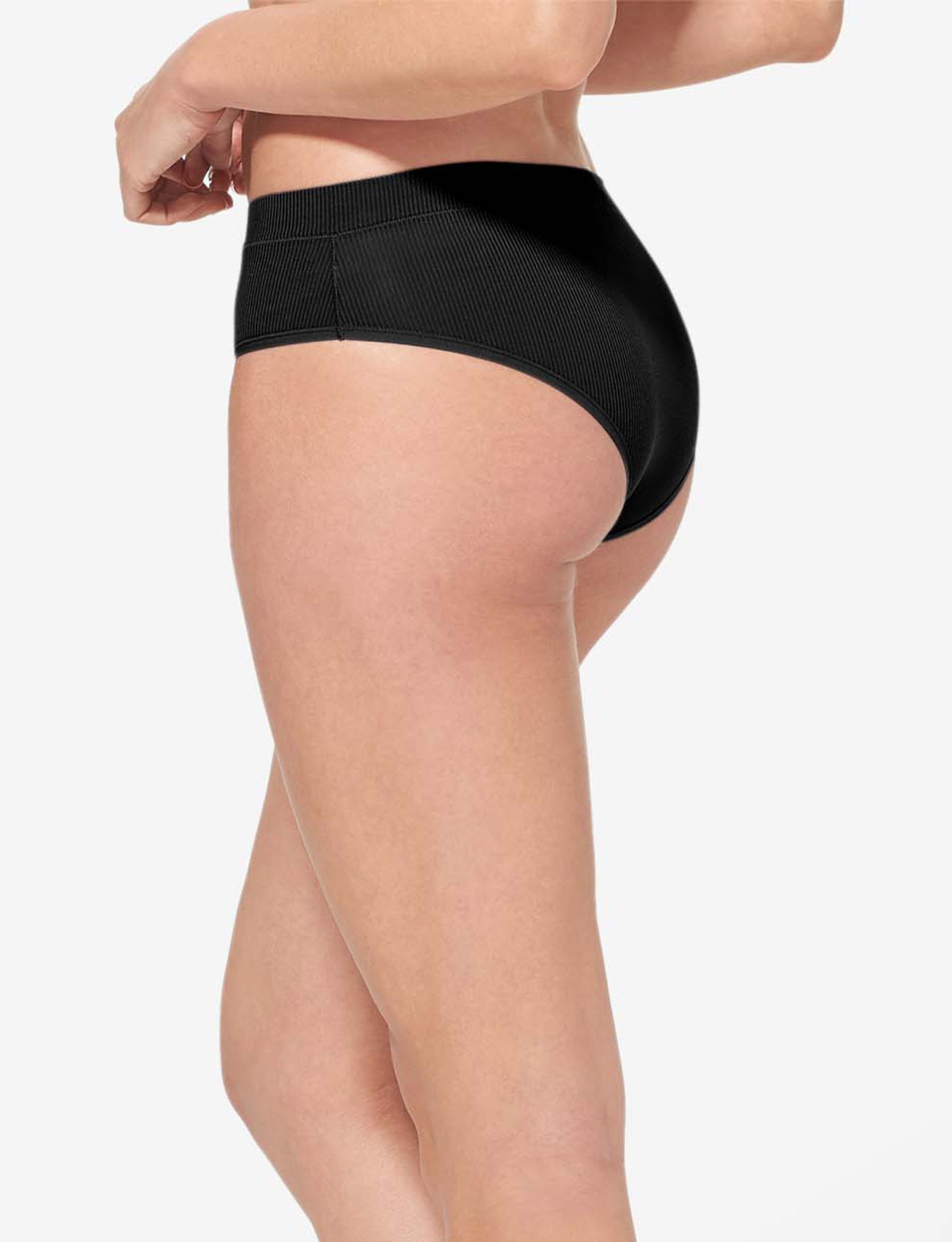 Women's Second Skin Cheeky, Micro Rib::Black Micro Rib