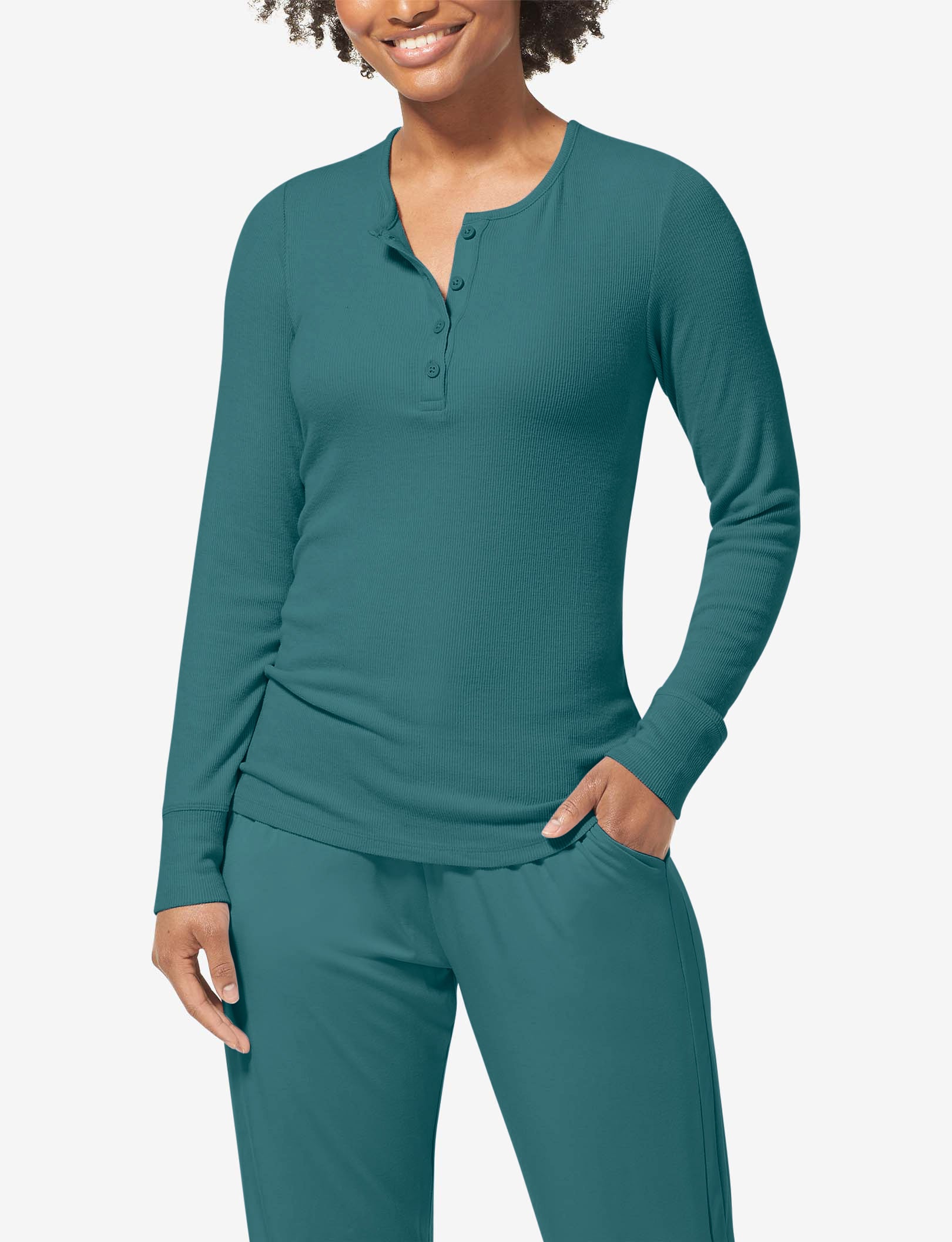 Women's Lounge Henley::Balsam