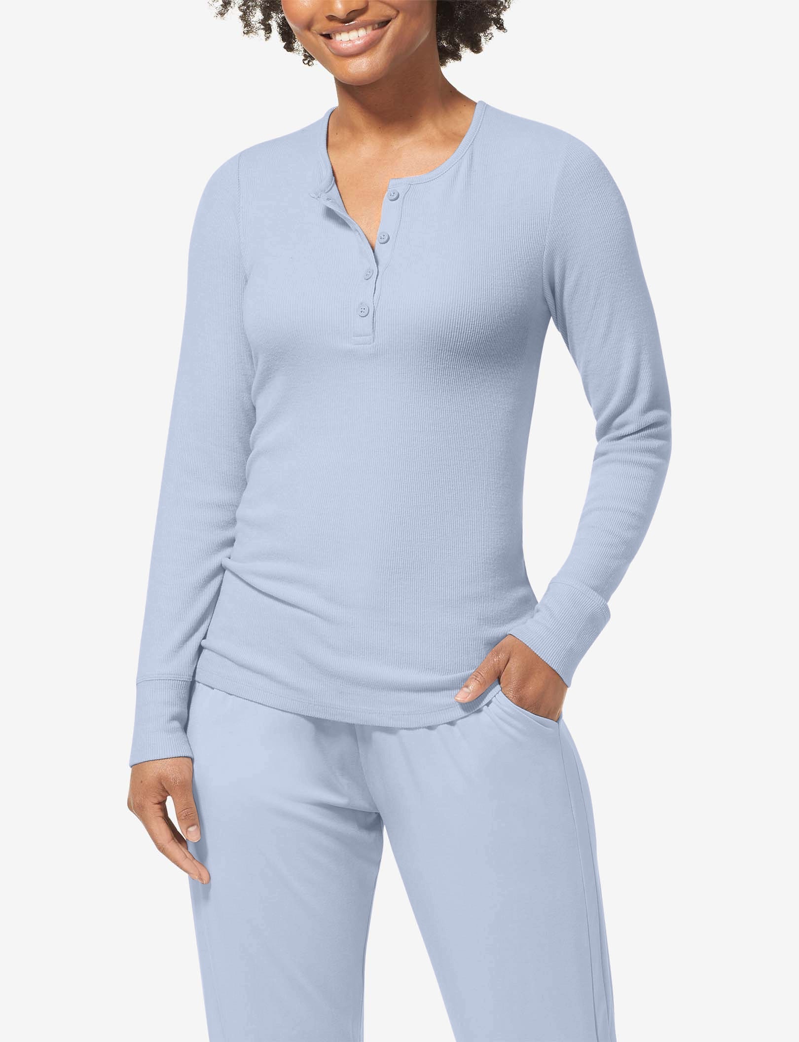 Women's Lounge Henley::Kentucky Blue