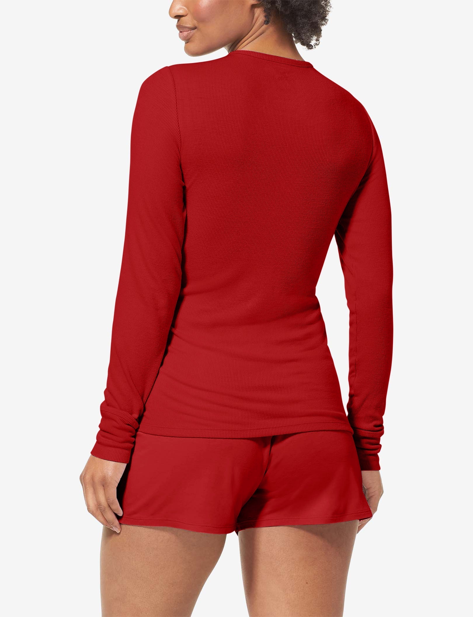 Women's Lounge Henley::Red Dahlia