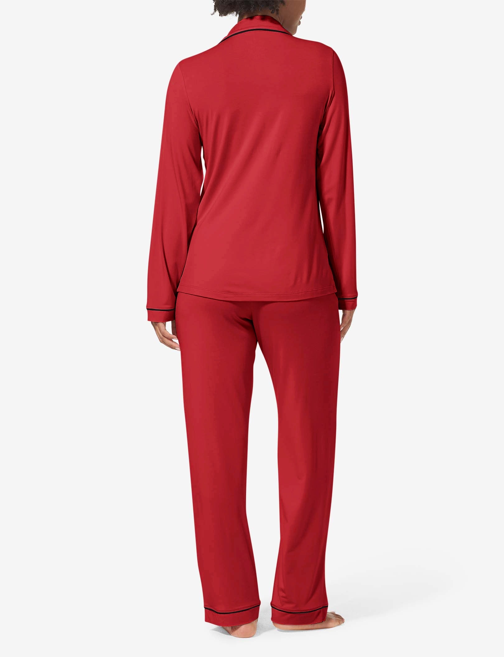Women's Long Sleeve Top & Pant Pajama Set::Haute Red