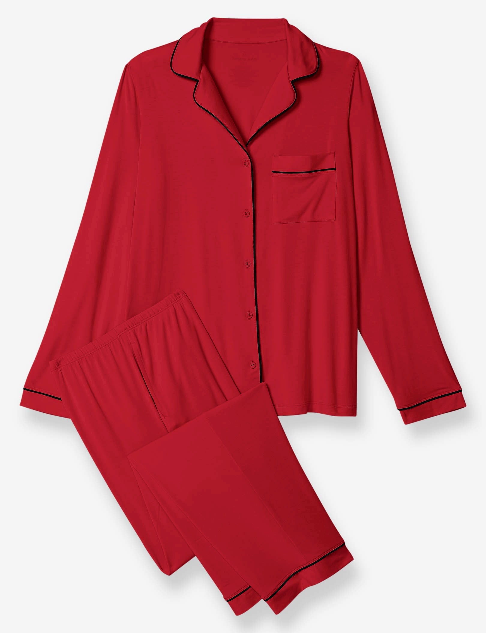 Women's Long Sleeve Top & Pant Pajama Set::Haute Red