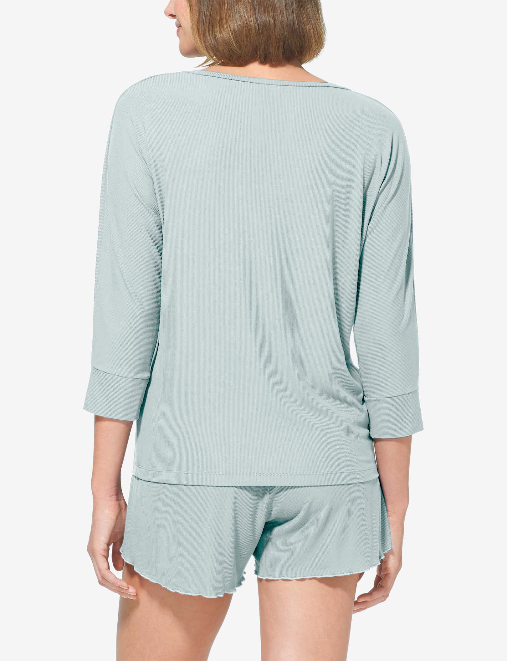 Women’s Second Skin Micro Rib V-Neck Sleep Tee::Blue Haze Micro Rib